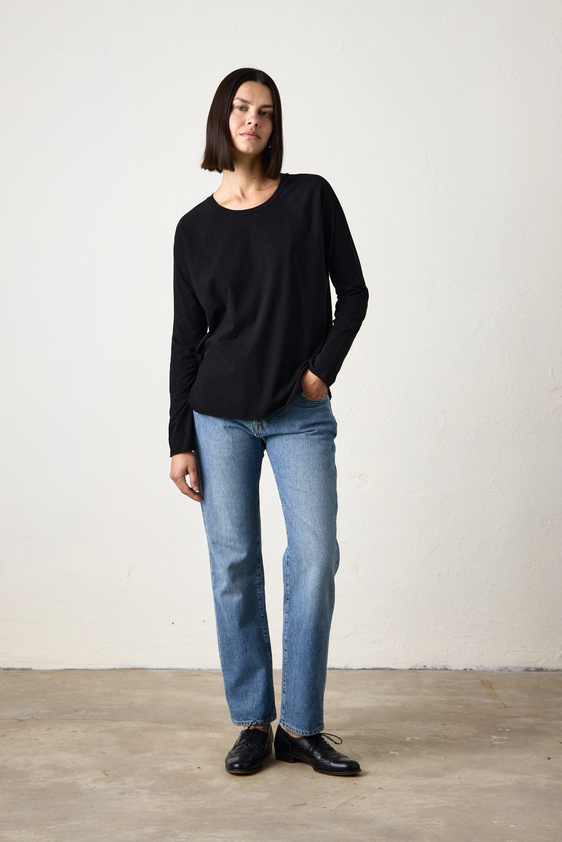 BROCK FINE JERSEY DOLMAN TEE / BLACK - Renuaun