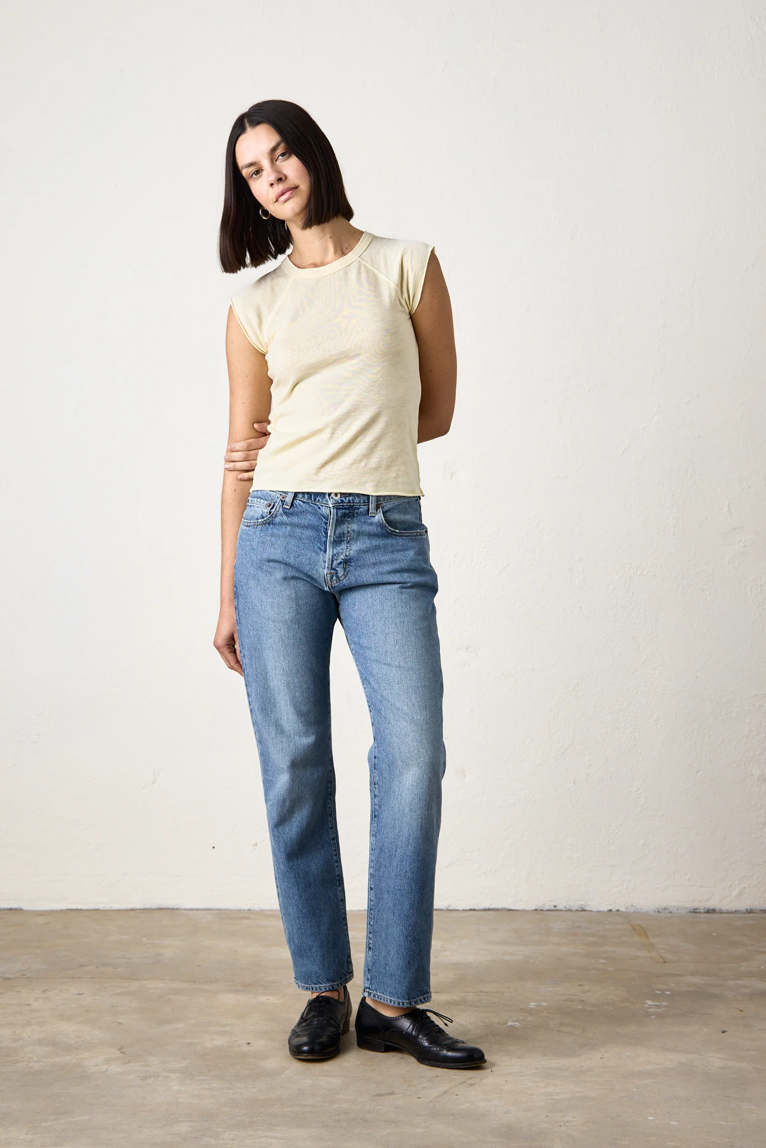 CHLOE FITTED SLUB JERSEY TEE / LEMONADE - Renuaun