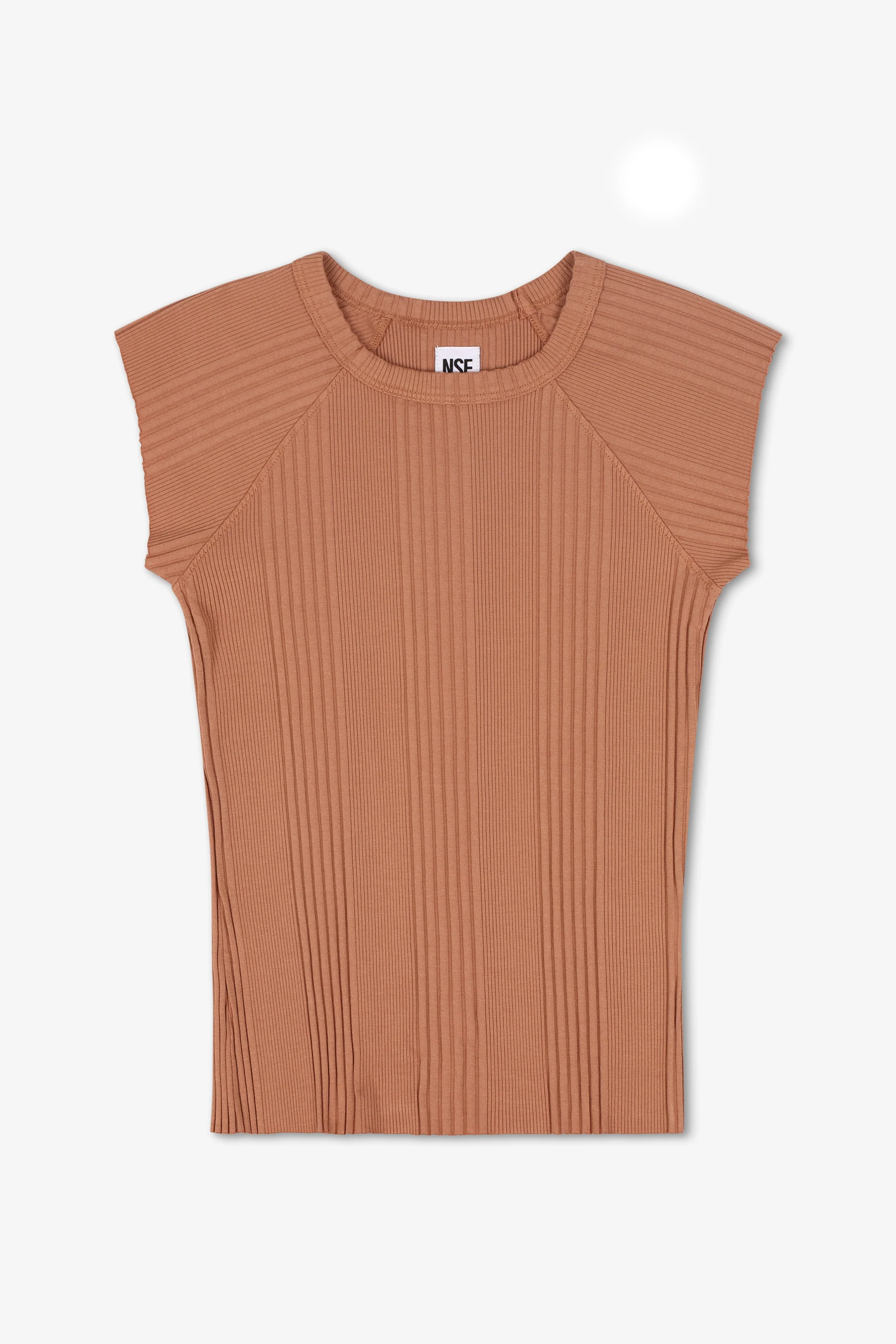 CHLOE FITTED VARIEGATED RIB TEE / ITALIAN CLAY - Renuaun
