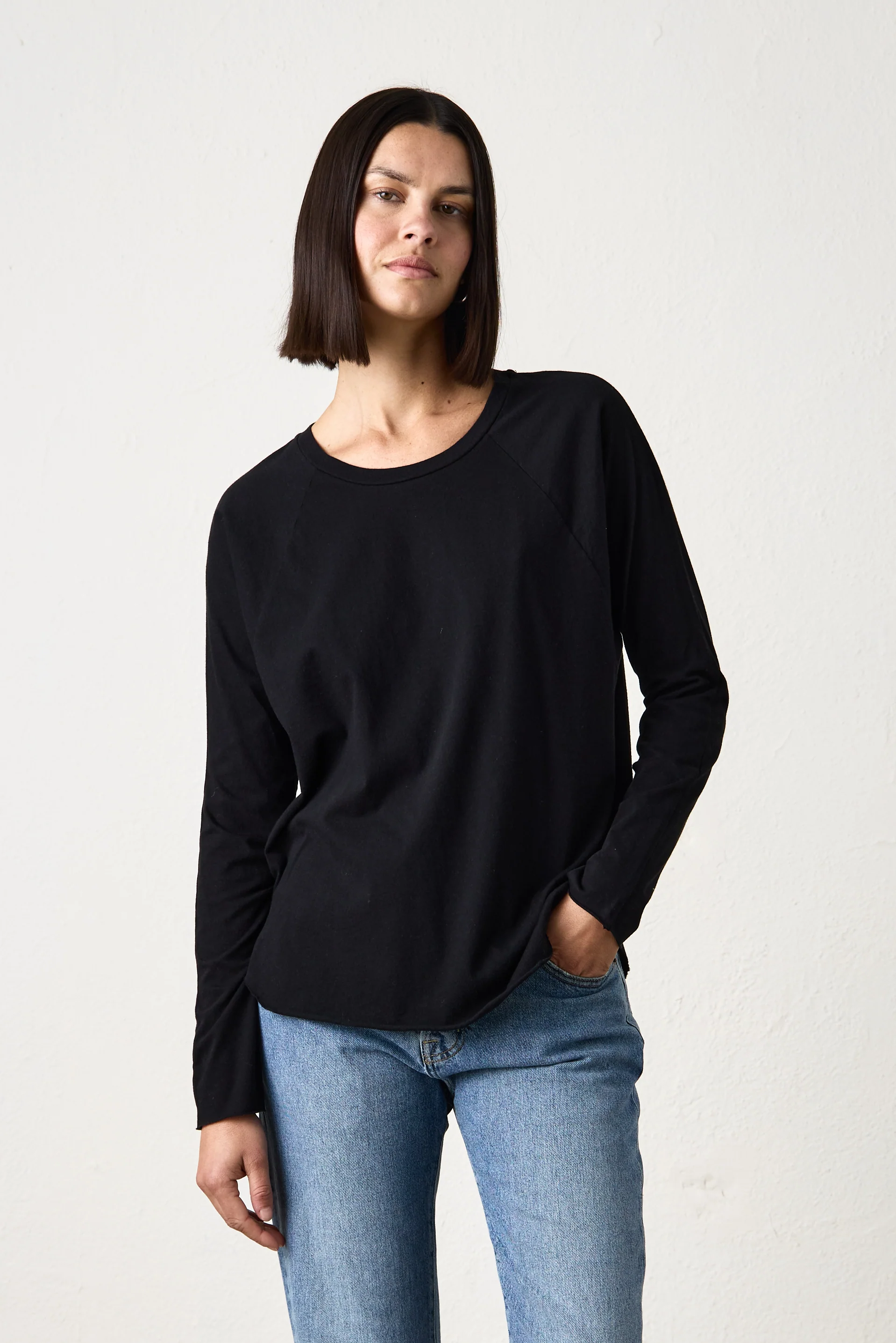 BROCK FINE JERSEY DOLMAN TEE / BLACK - Renuaun