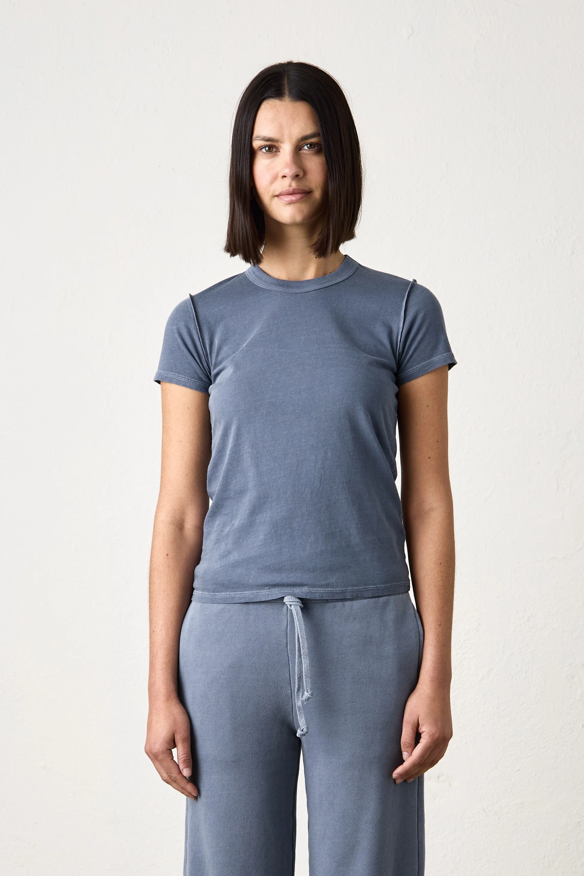 NSF Alessi Shrunken Fine Jersey Tee - Heather Indigo - Renuaun