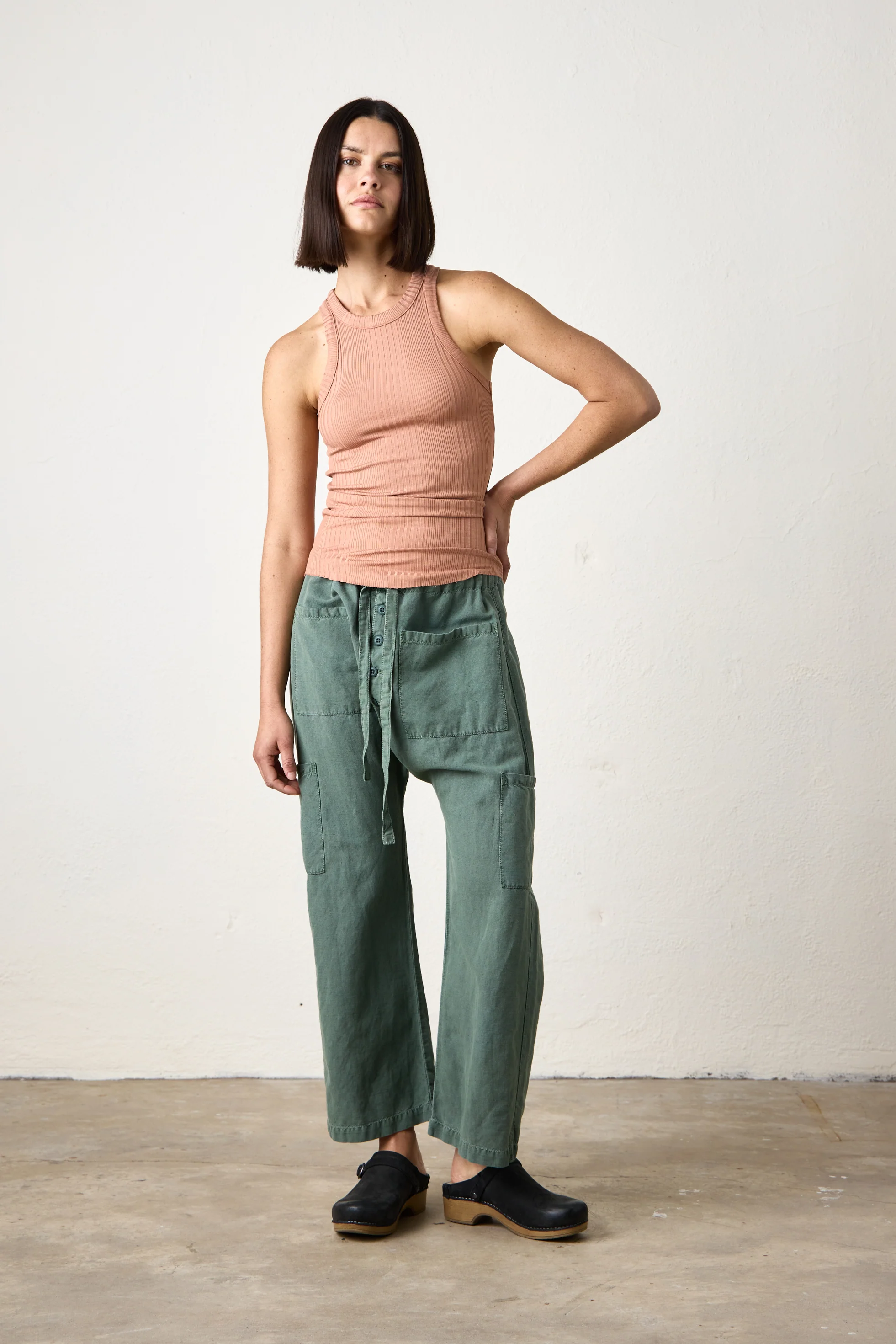 ALEXA FITTED VARIEGATED RIB TANK / ITALIAN CLAY - Renuaun