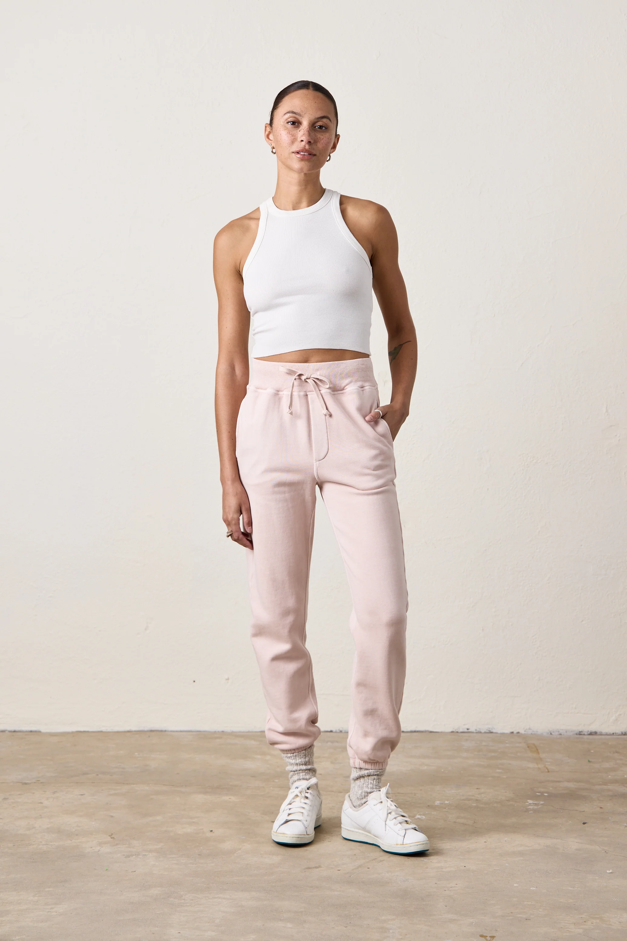 ISABELLA HIGH WAIST COZY FLEECE SWEATPANT / ROSY - Renuaun