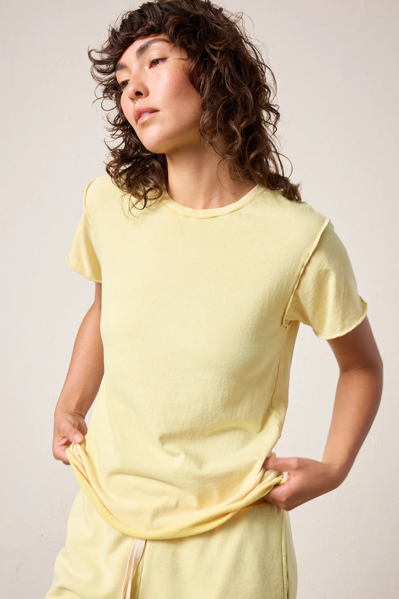 NSF Mason Relaxed Fit Fine Jersey Tee - Lemon Perl - Renuaun