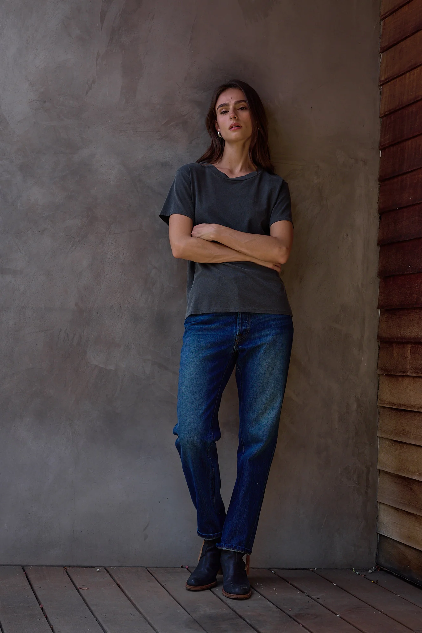 NSF Billy Relaxed Fine Jersey Tee - Faded Black - Renuaun