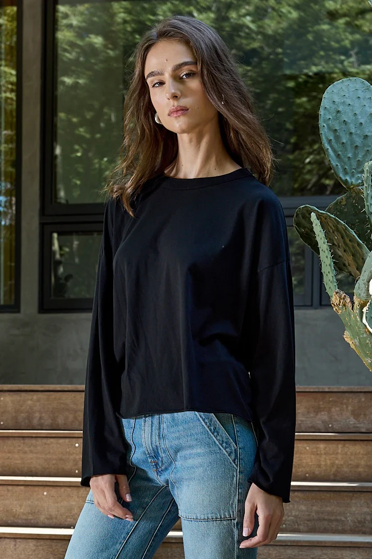 NSF Loffler Fine Jersey Boxy Tee - Black - Renuaun