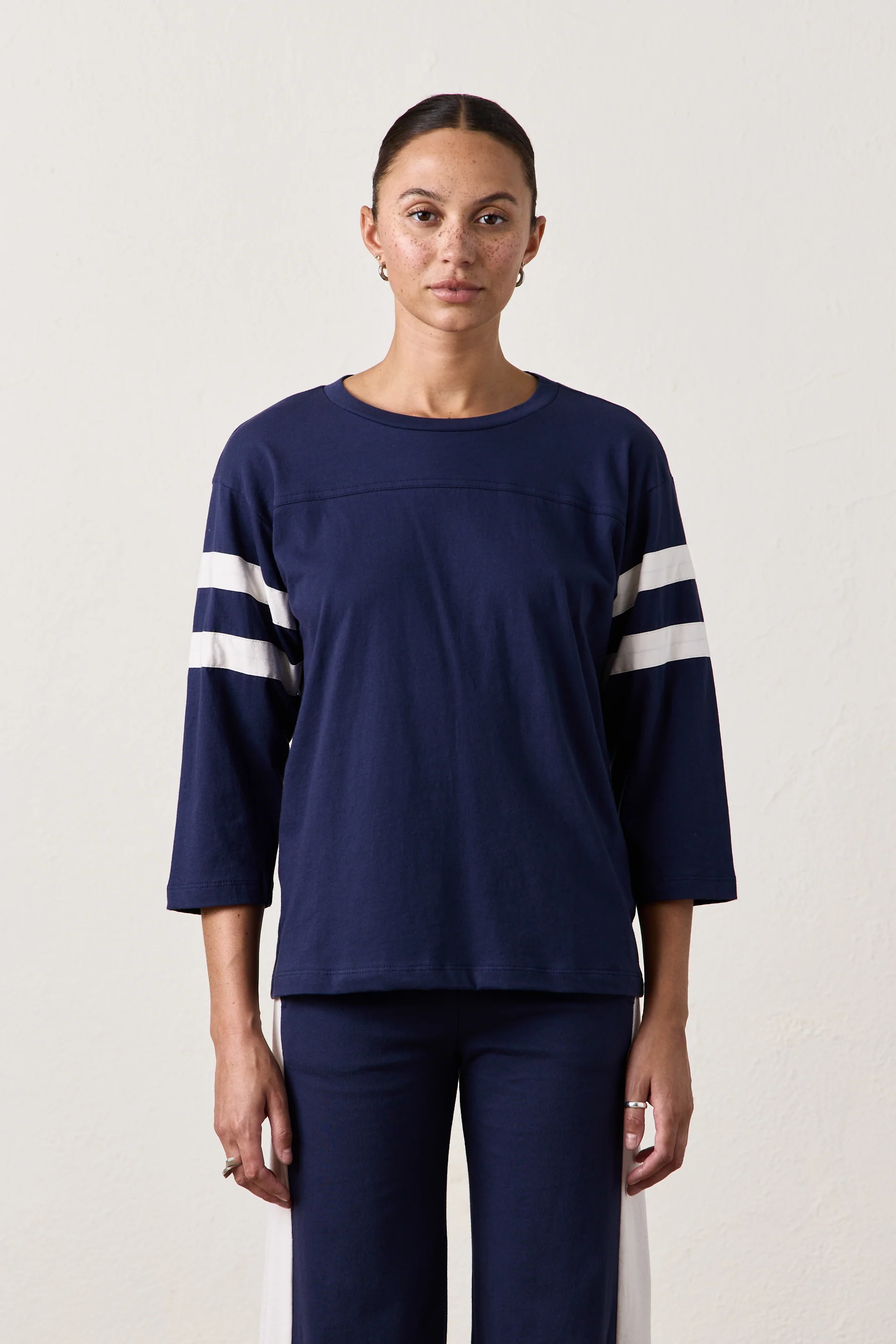 HART FINE JERSEY FOOTBALL TEE / NAVY/IVORY - Renuaun