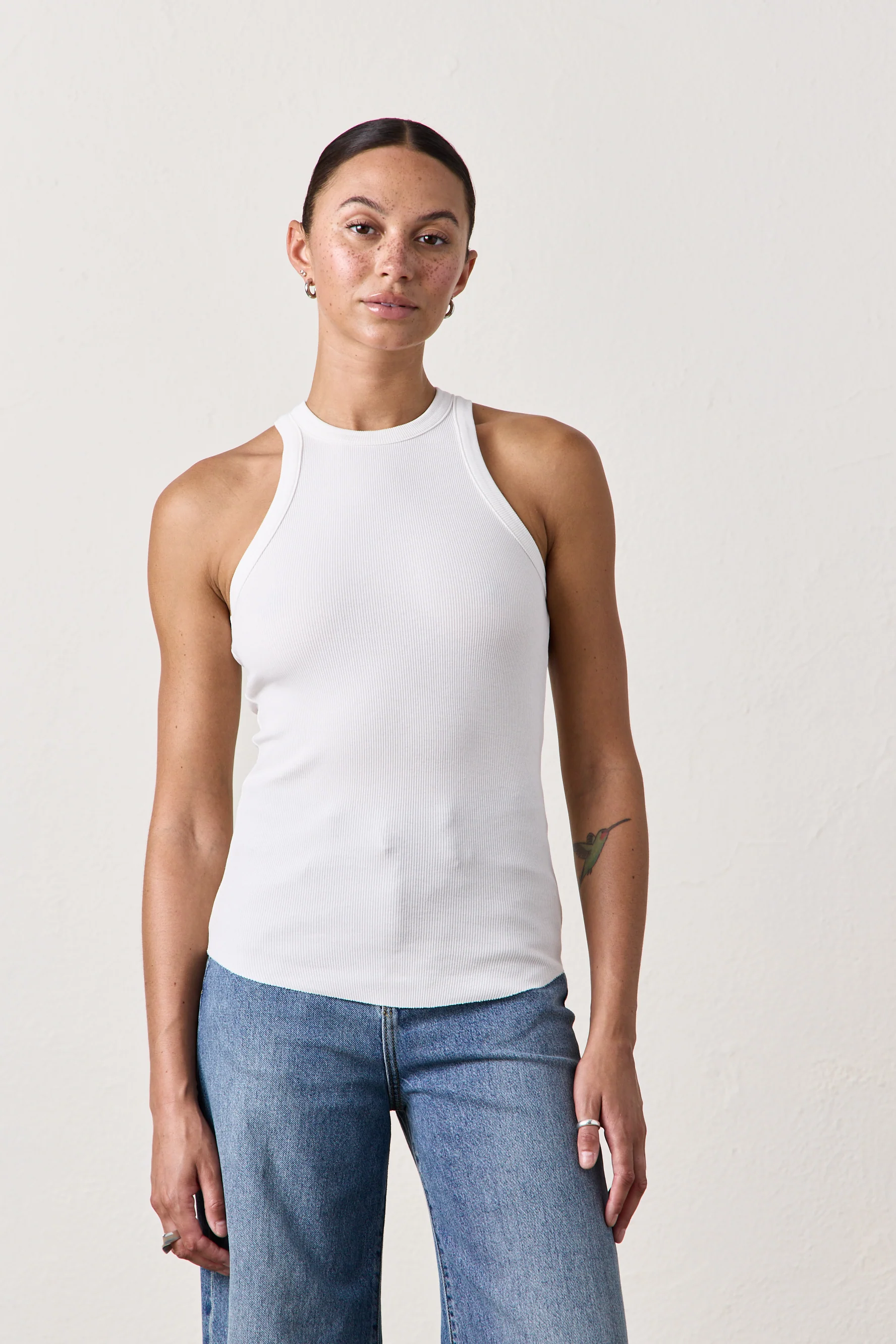 NSF Alexa Fitted Rib Tank - White - Renuaun