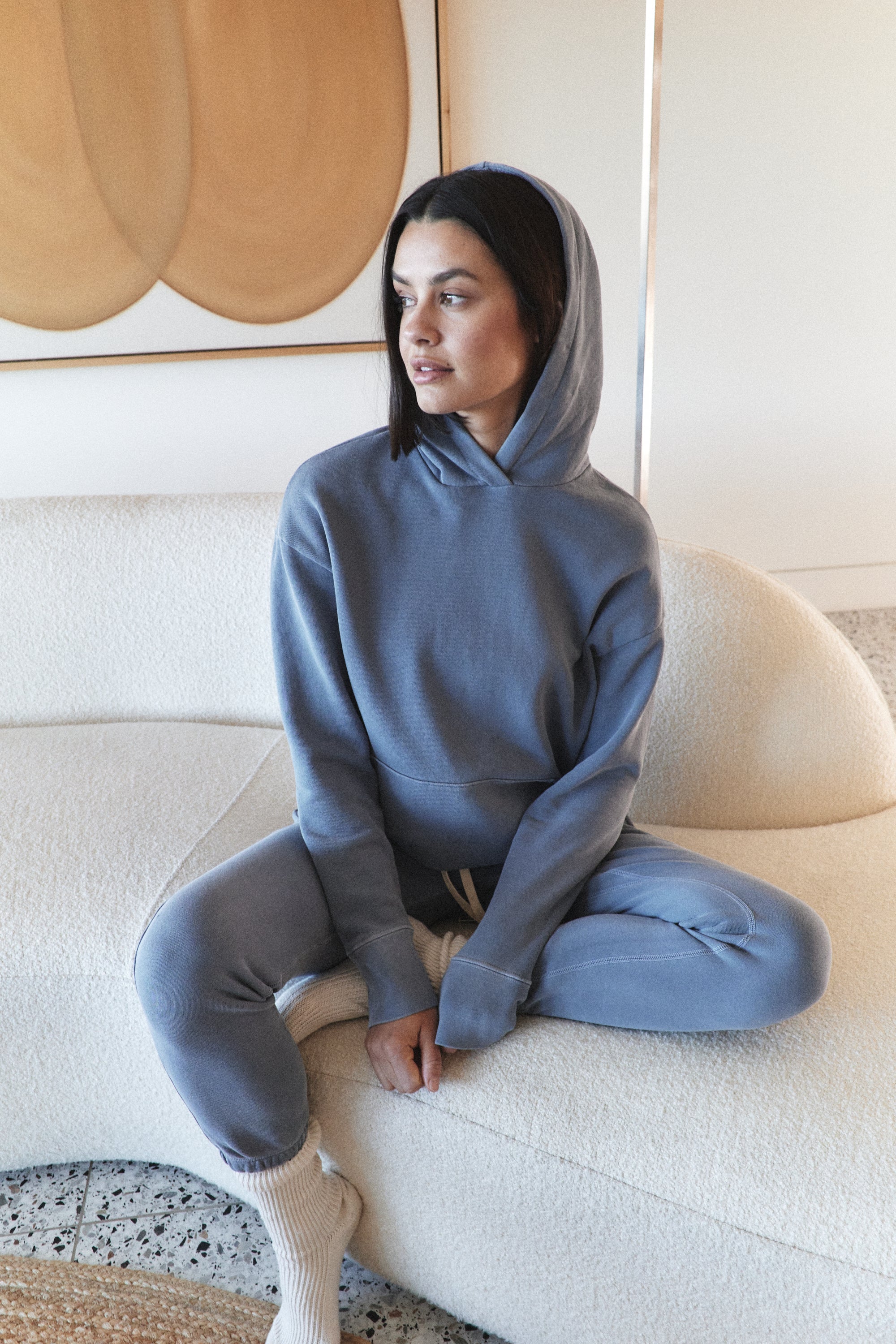 ELLIS RELAXED LOOP TERRY HOODY / HEATHER INDIGO - Renuaun