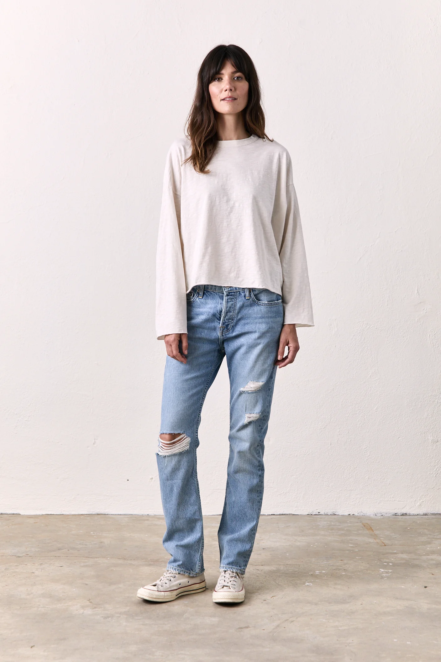 LOFFLER SLUB JERSEY BOXY TEE / SOFT WHITE - Renuaun