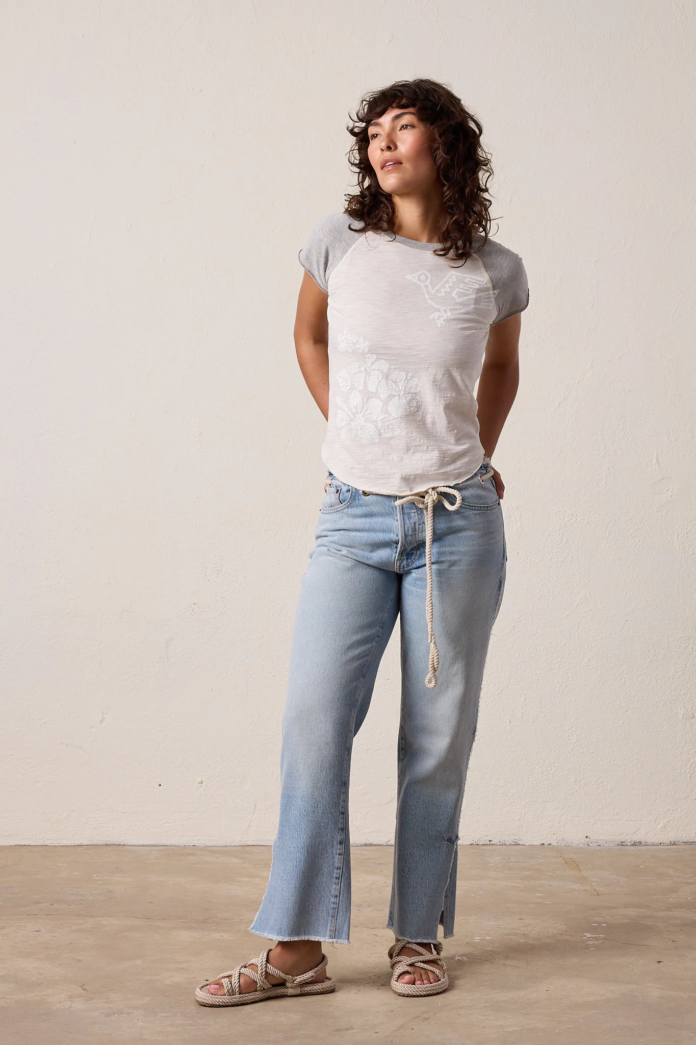 NSF Tommy Slub Jersey Hula Raglan Tee - Ivory/Gray - Renuaun