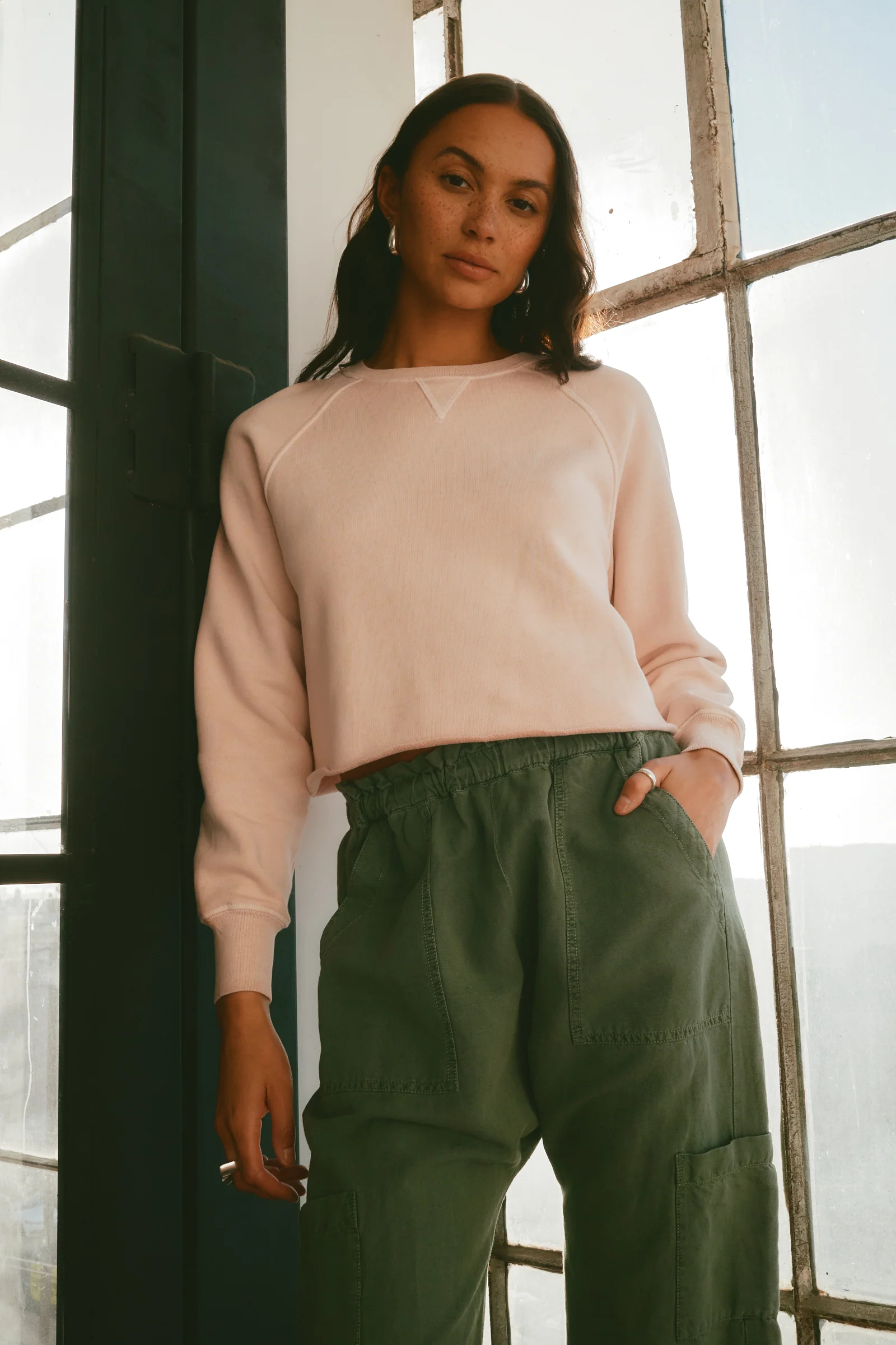 MARCO CROP COZY FLEECE SWEATSHIRT / ROSY - Renuaun