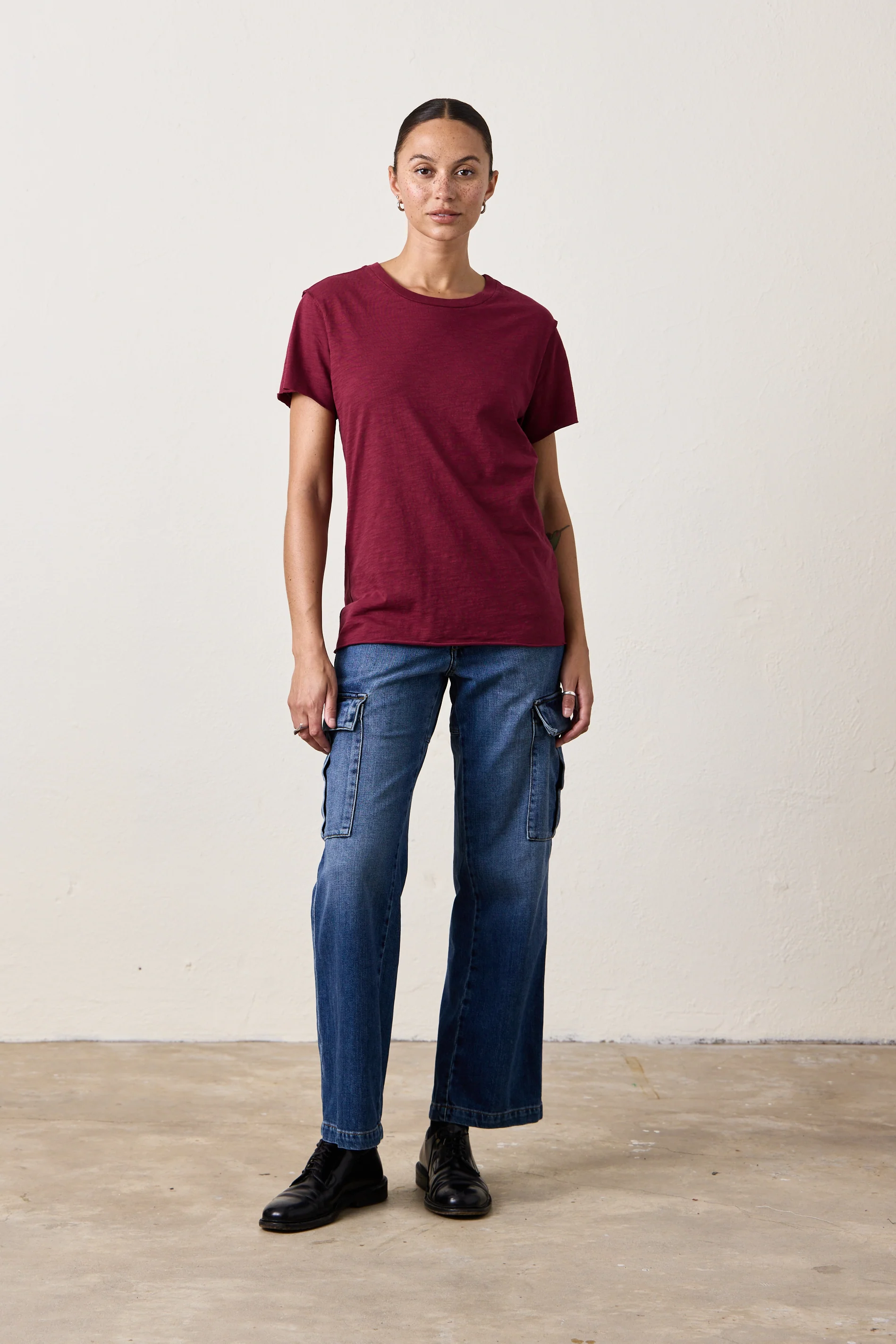 MOORE RELAXED SLUB JERSEY TEE/ DARK CHERRY - Renuaun