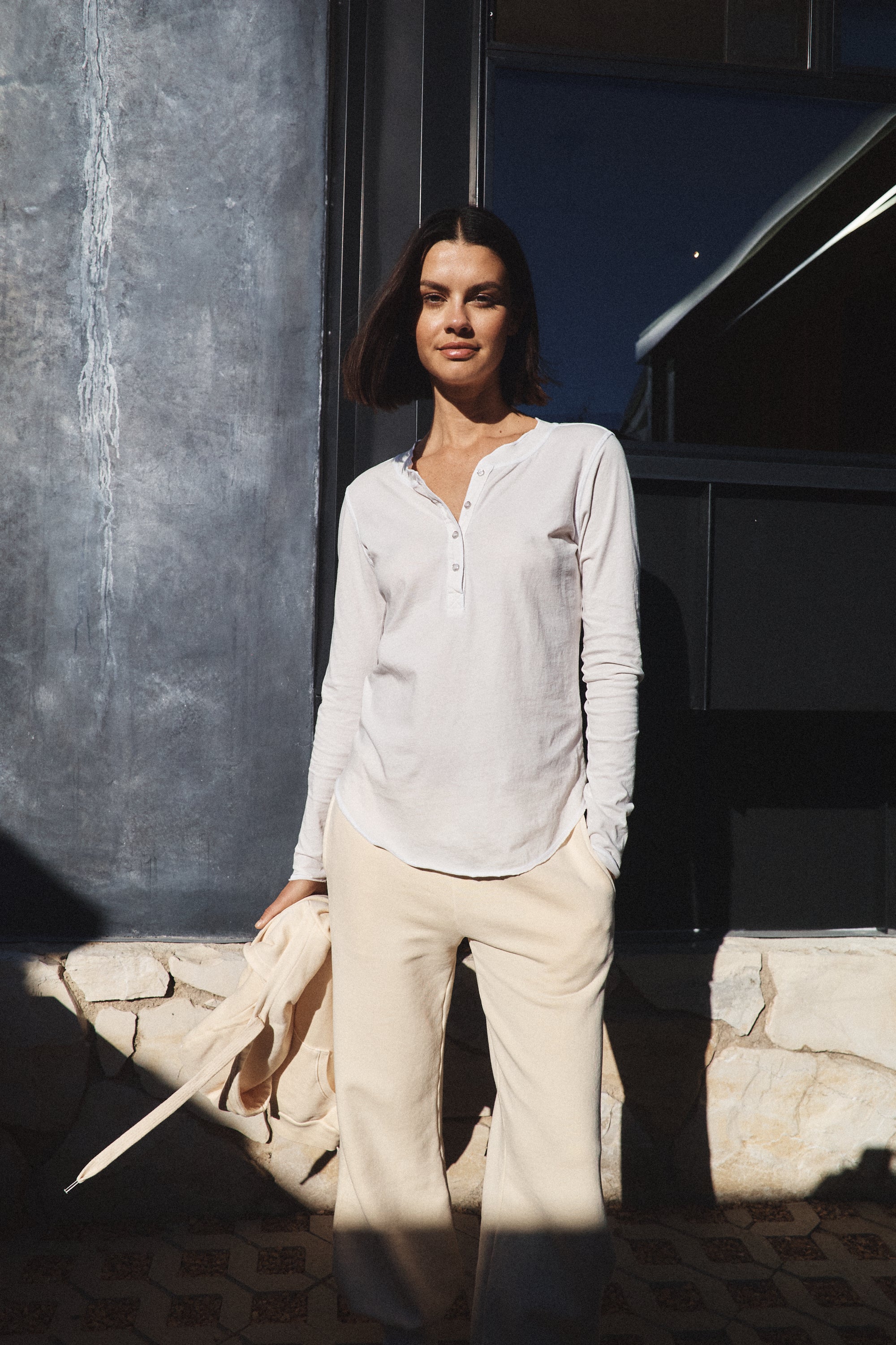 HAL FINE JERSEY HENLEY / SOFT WHITE - Renuaun