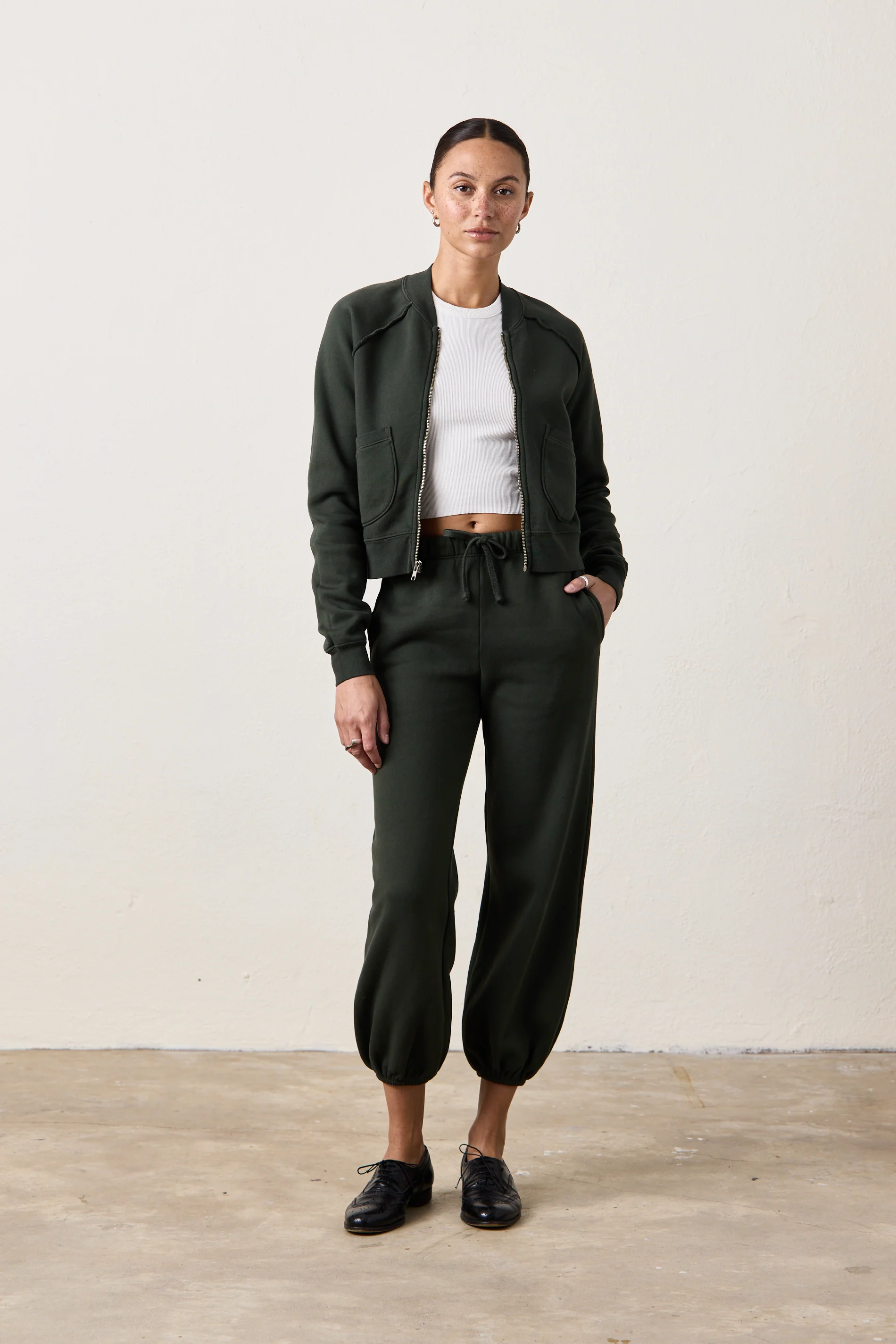 FOX ZIP FRONT COZY FLEECE BOMBER / DARK OLIVE - Renuaun