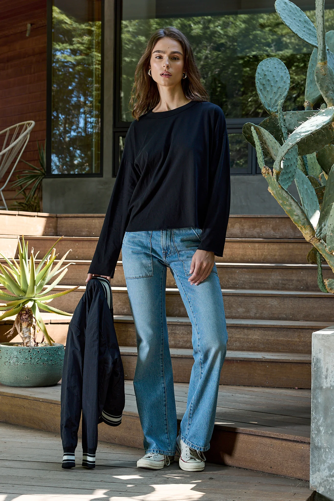 NSF Loffler Fine Jersey Boxy Tee - Black - Renuaun