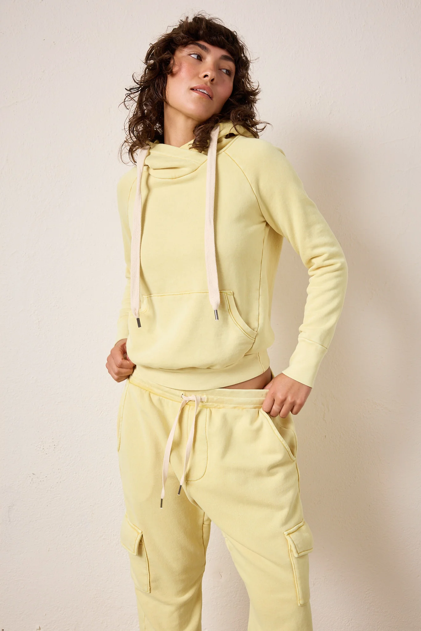 NSF Lisse Fitted Loop Terry Hoodie - Lemon Perl - Renuaun