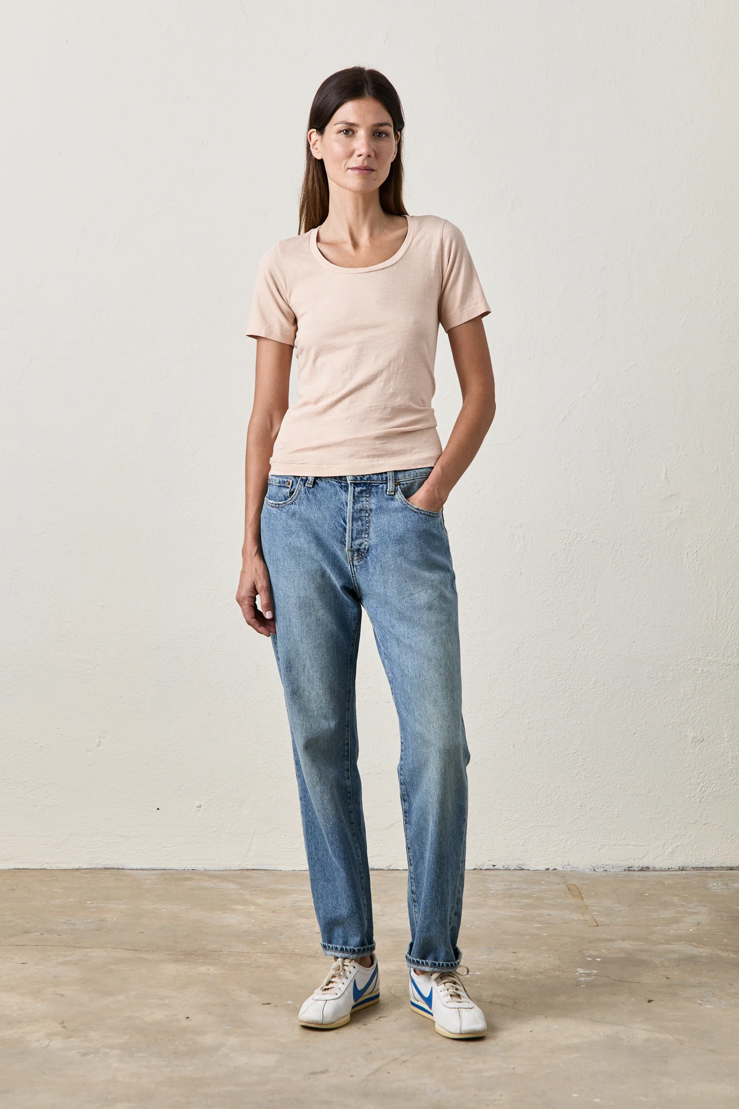 NSF Tally Slim Fit U Neck Slub Jersey Tee - Fuzz - Renuaun