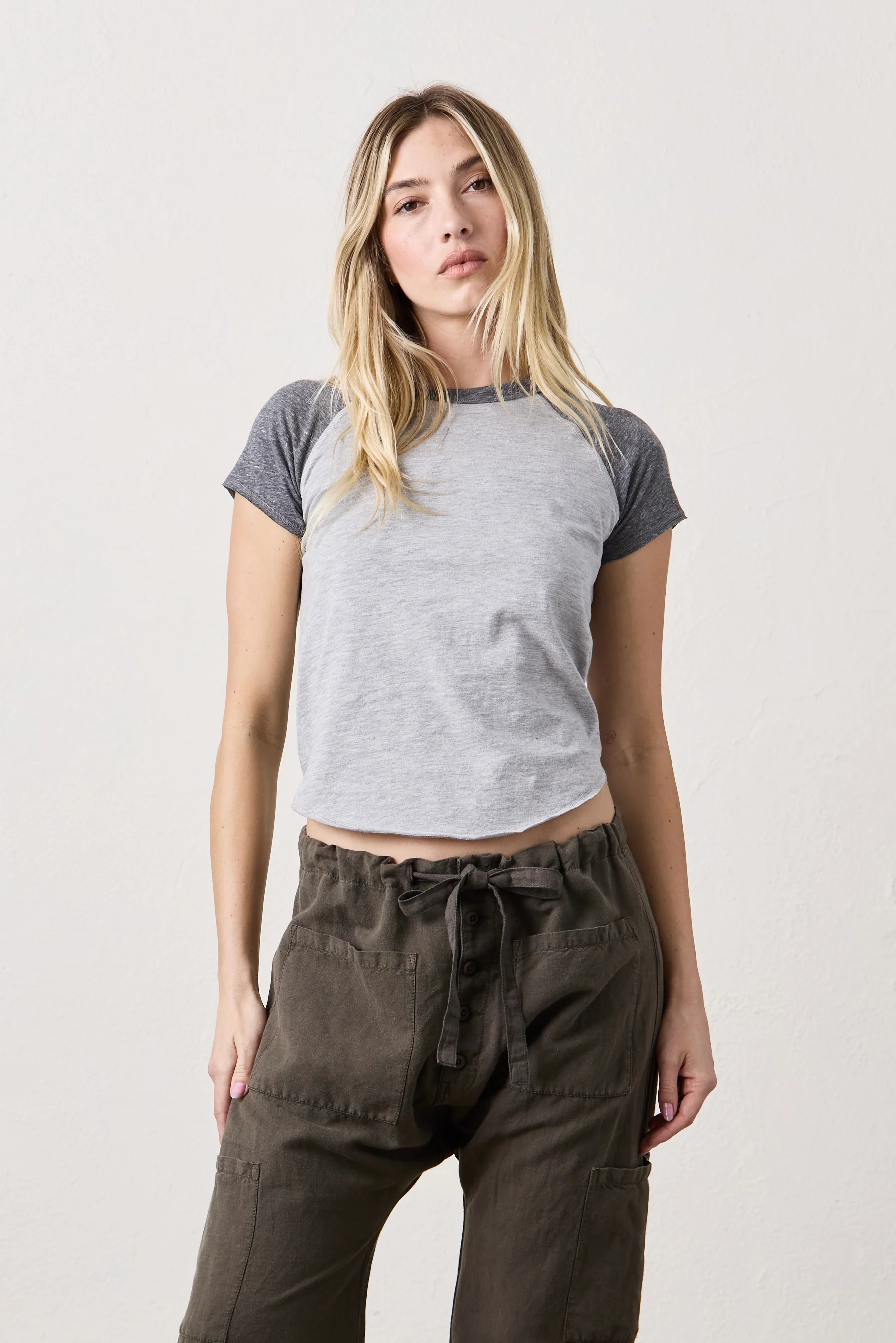 NSF Tommy Vintage Jersey Raglan Tee - Grey/Charcoal - Renuaun