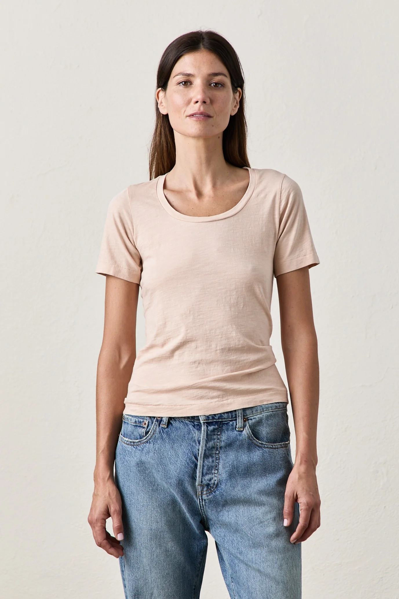 NSF Tally Slim Fit U Neck Slub Jersey Tee - Fuzz - Renuaun