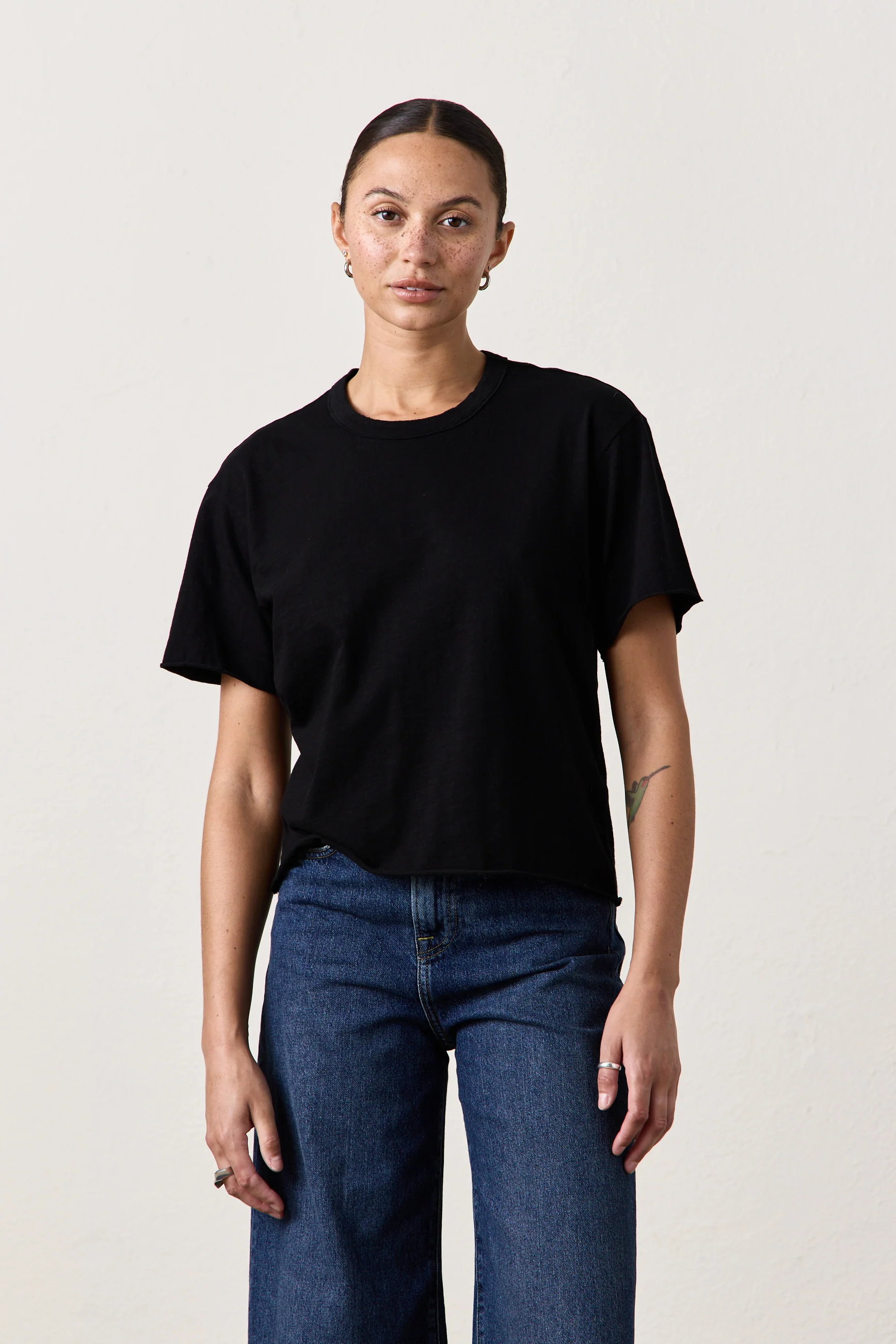 HARPER BOXY SLUB JERSEY TEE / BLACK - Renuaun