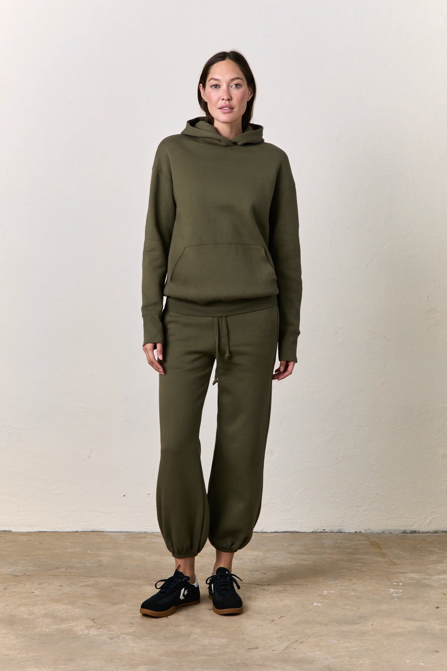 ELLIS RELAXED COZY FLEECE HOODY / OLIVE - Renuaun