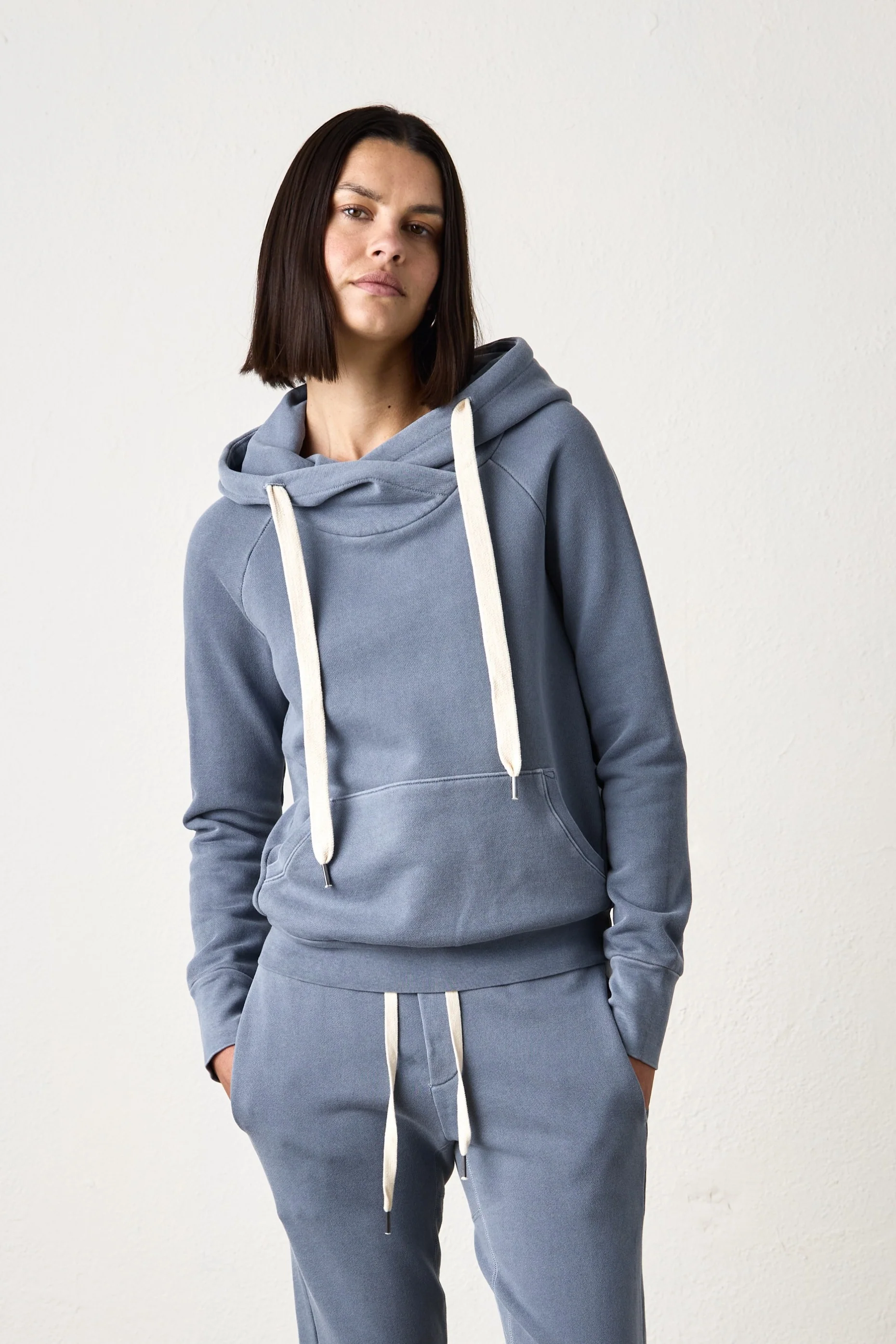 NSF Lisse Fitted Loop Terry Hoodie - Heather Indigo - Renuaun