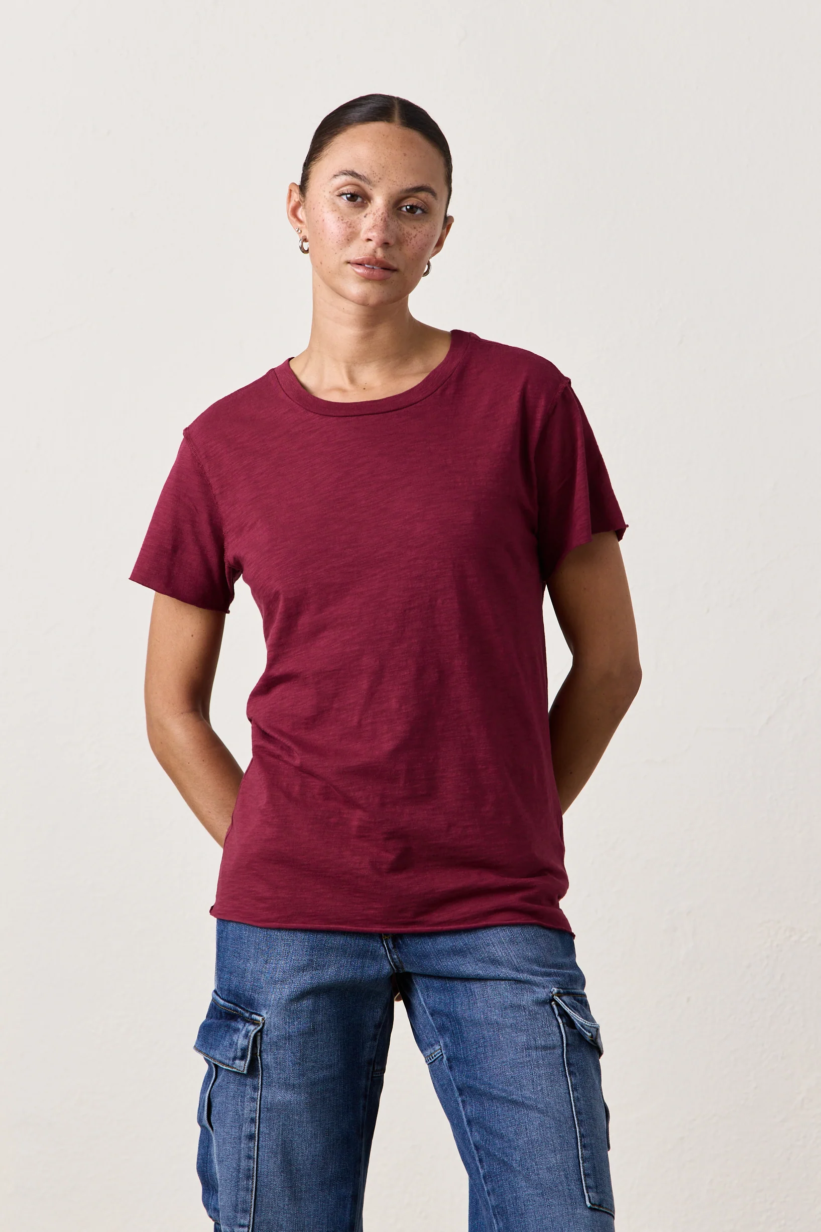 MOORE RELAXED SLUB JERSEY TEE/ DARK CHERRY - Renuaun