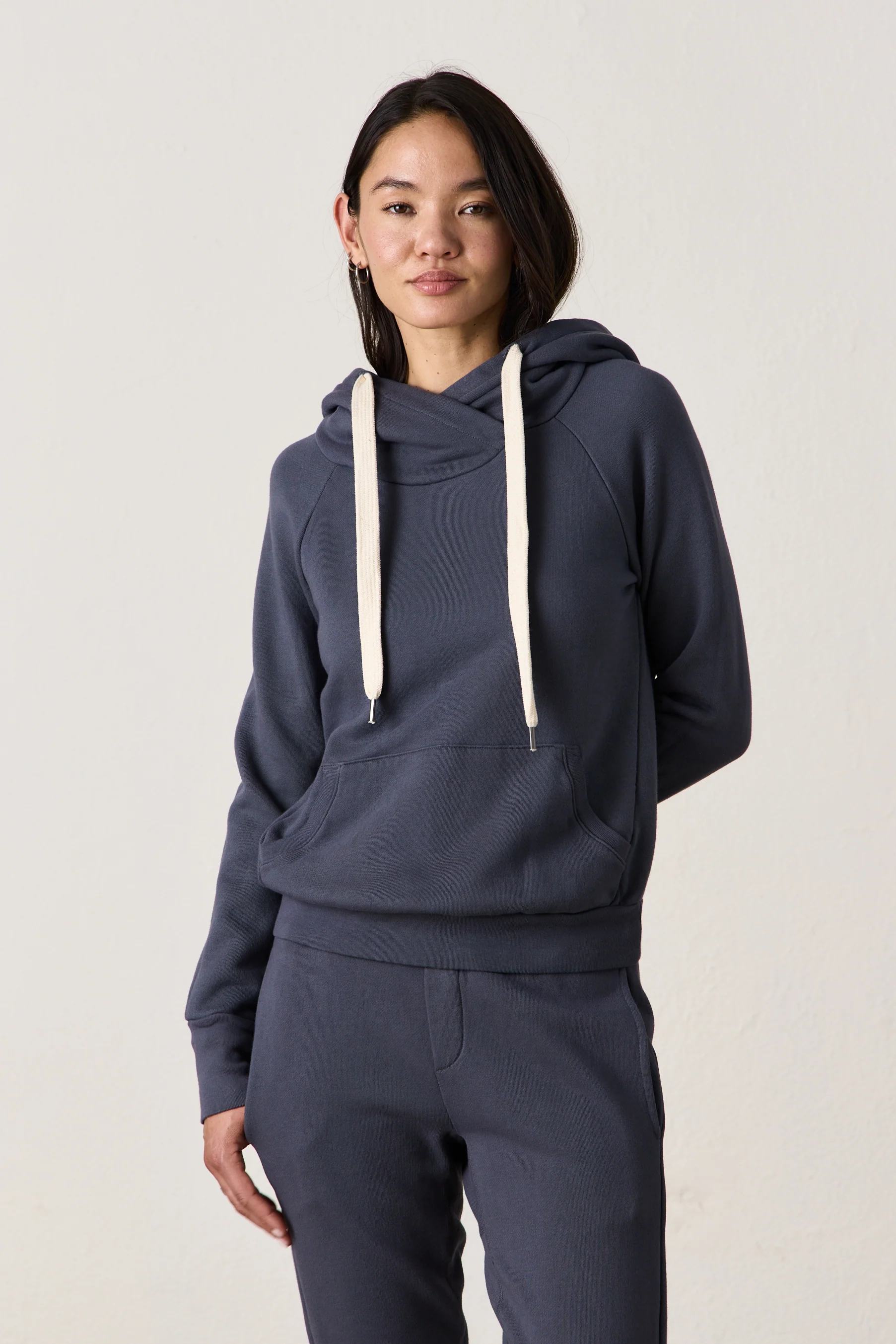 LISSE FITTED LOOP TERRY HOODY / STEEL GREY - Renuaun