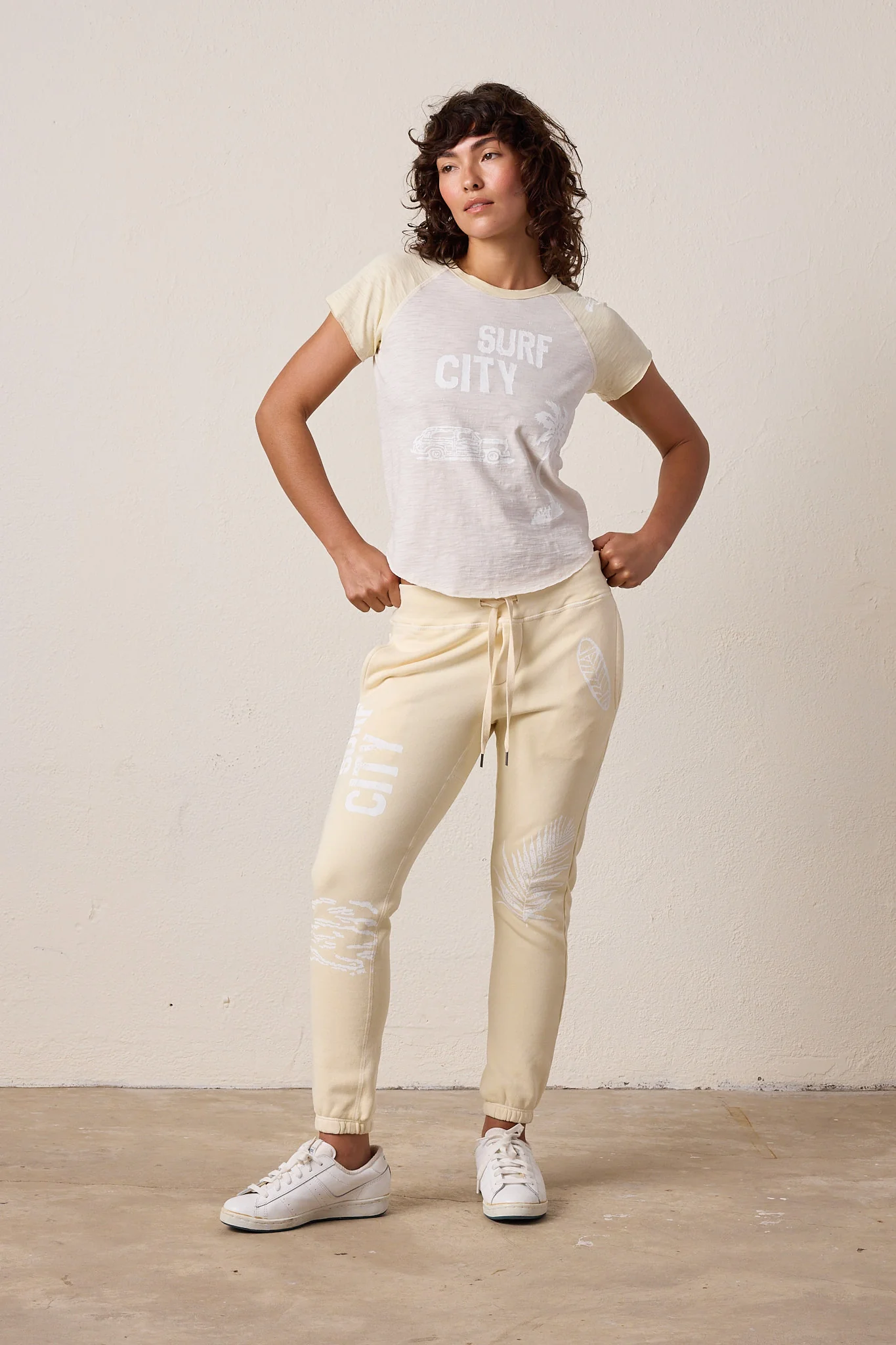 NSF Sayde Slim Loop Terry Surf City Sweatpant - Lemonade - Renuaun