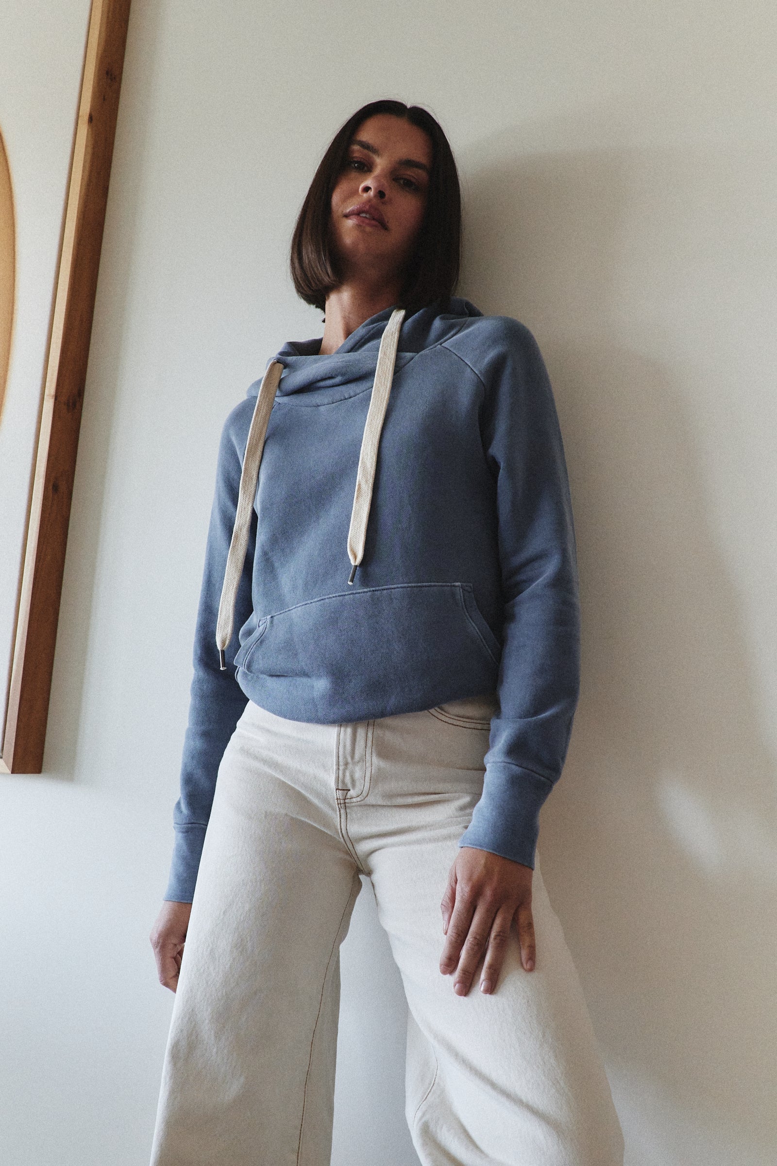 NSF Lisse Fitted Loop Terry Hoodie - Heather Indigo - Renuaun