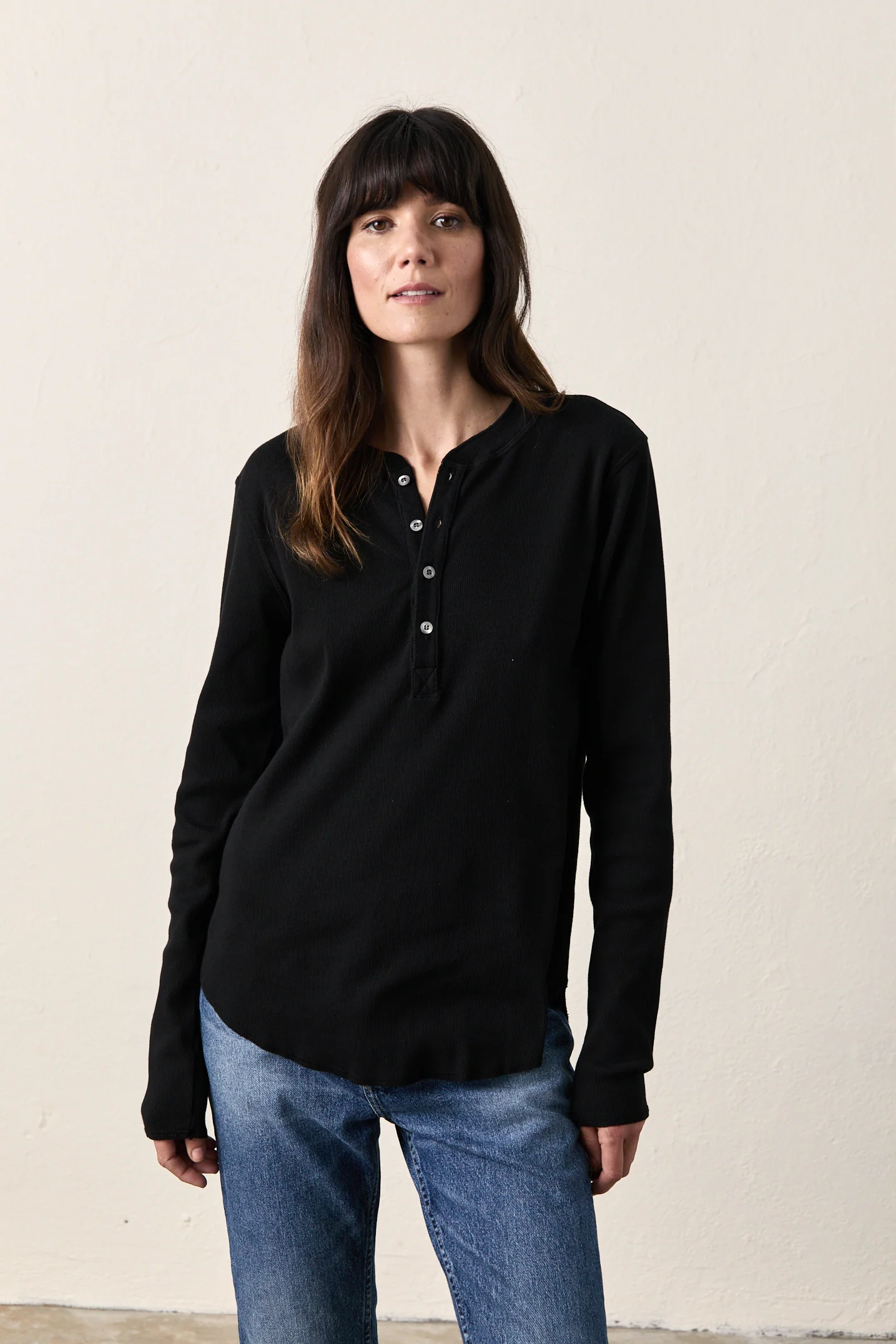 HAL RIB HENLEY / BLACK - Renuaun