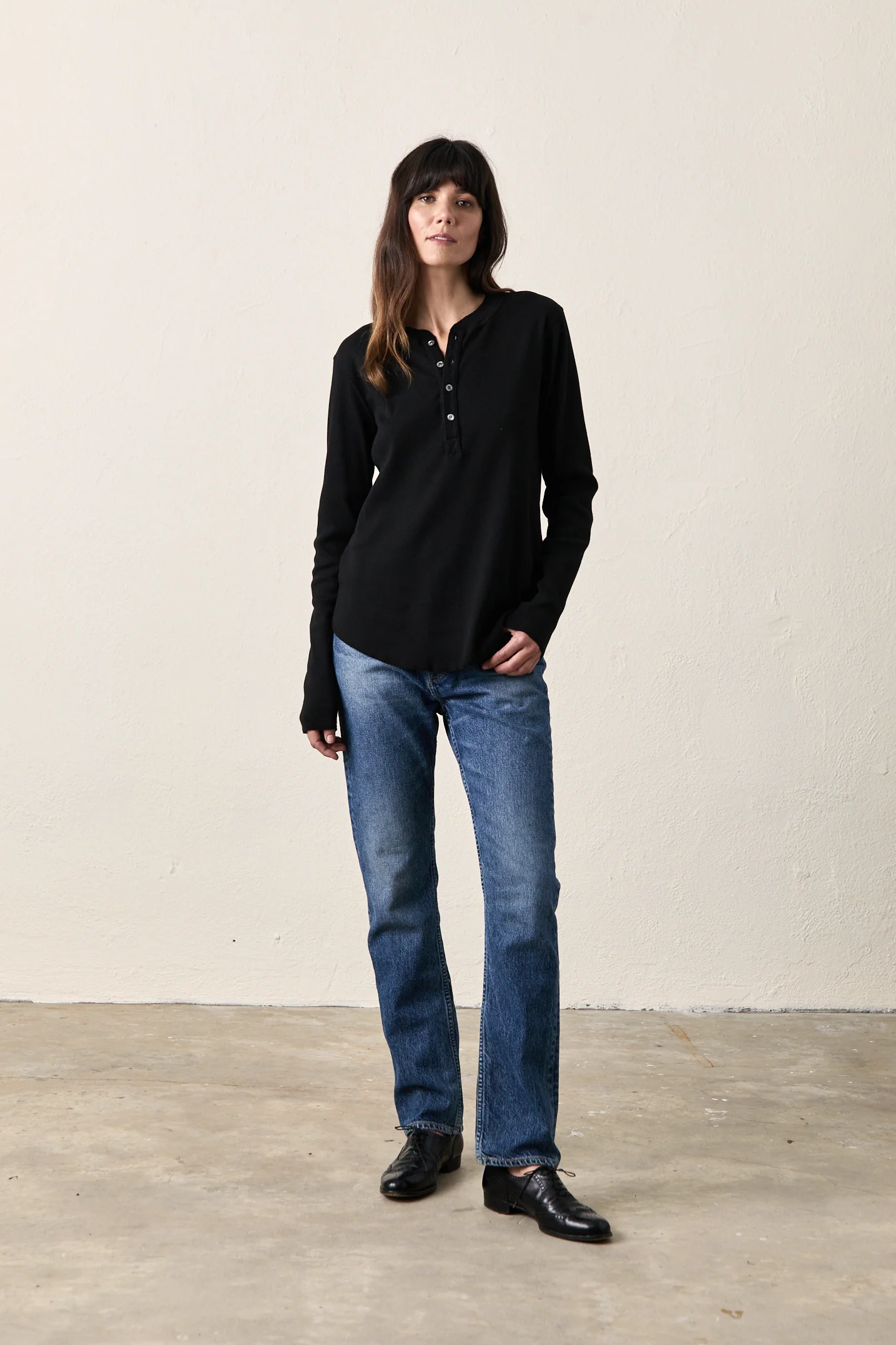 HAL RIB HENLEY / BLACK - Renuaun