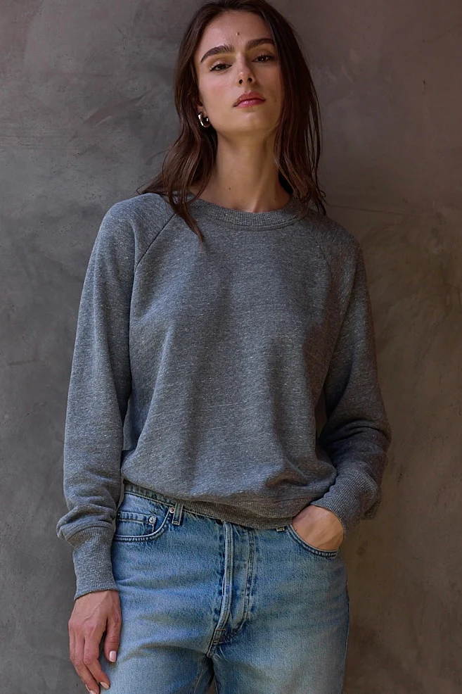 NSF Saguro Chic Melange Terry Sweatshirt - Charcoal Heather Gray - Renuaun
