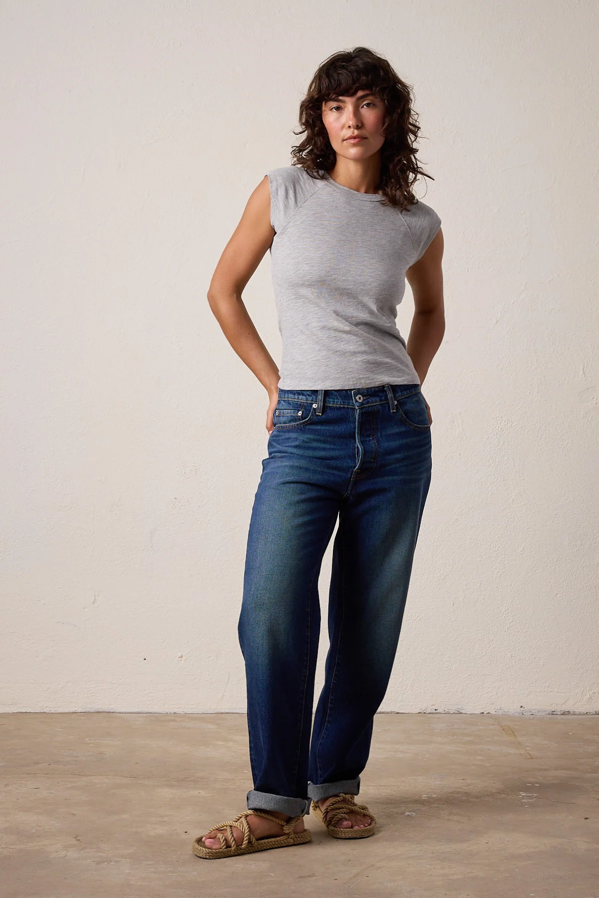 NSF Chloe Fitted Vintage Jersey Muscle Tee - Heather Gray - Renuaun