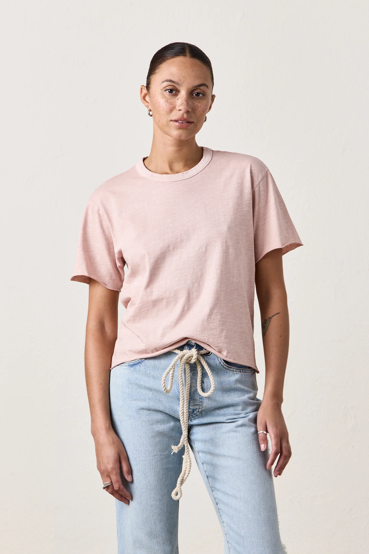 HARPER BOXY SLUB JERSEY TEE / ROSY - Renuaun