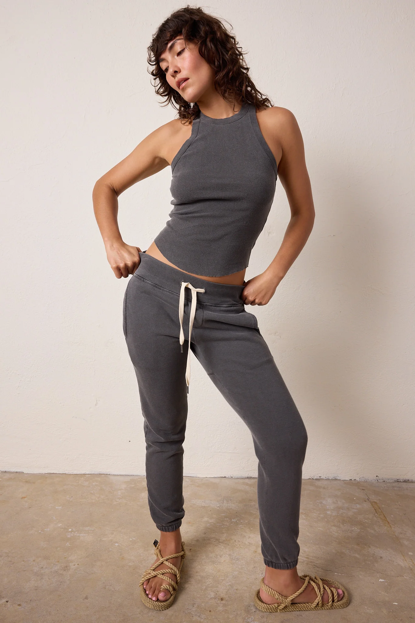 NSF Sayde Slim Loop Terry Sweatpant - Faded Black - Renuaun