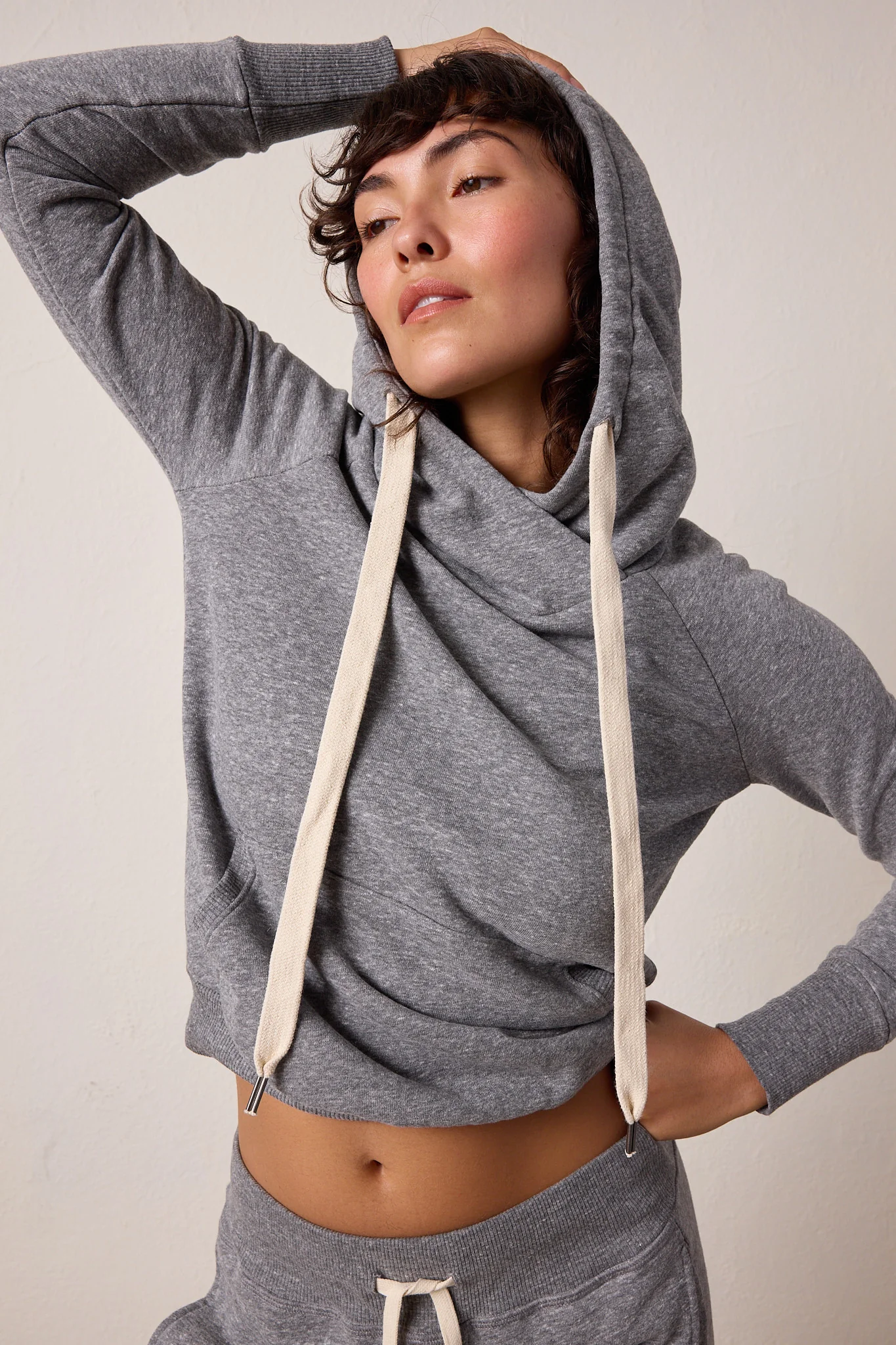 NSF Lisse Fitted Melange Terry Hoodie - Charcoal Heather Gray - Renuaun