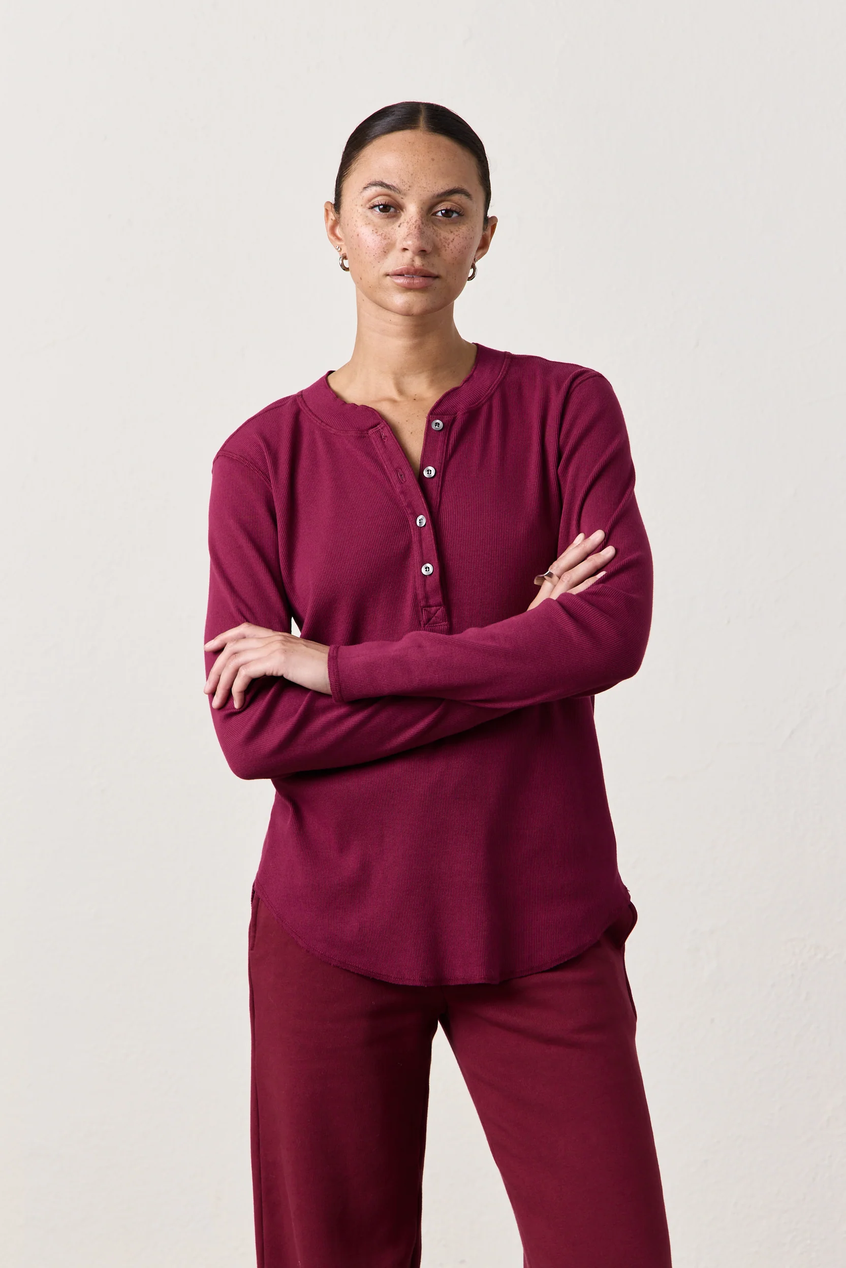 HAL RIB HENLEY / DARK CHERRY - Renuaun