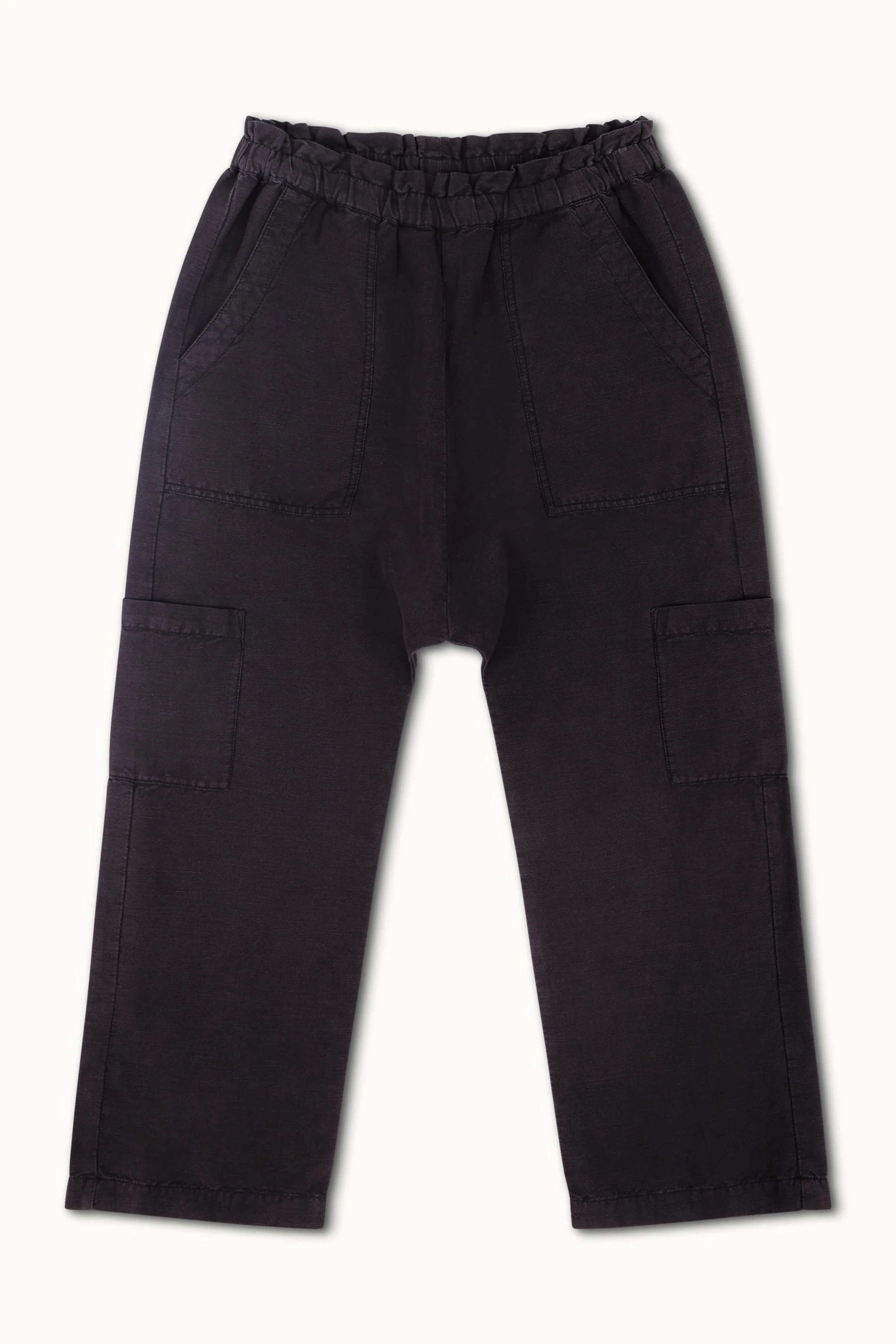 NSF Shailey Paperbag Waist Linen Cotton Pant - Faded Black - Renuaun