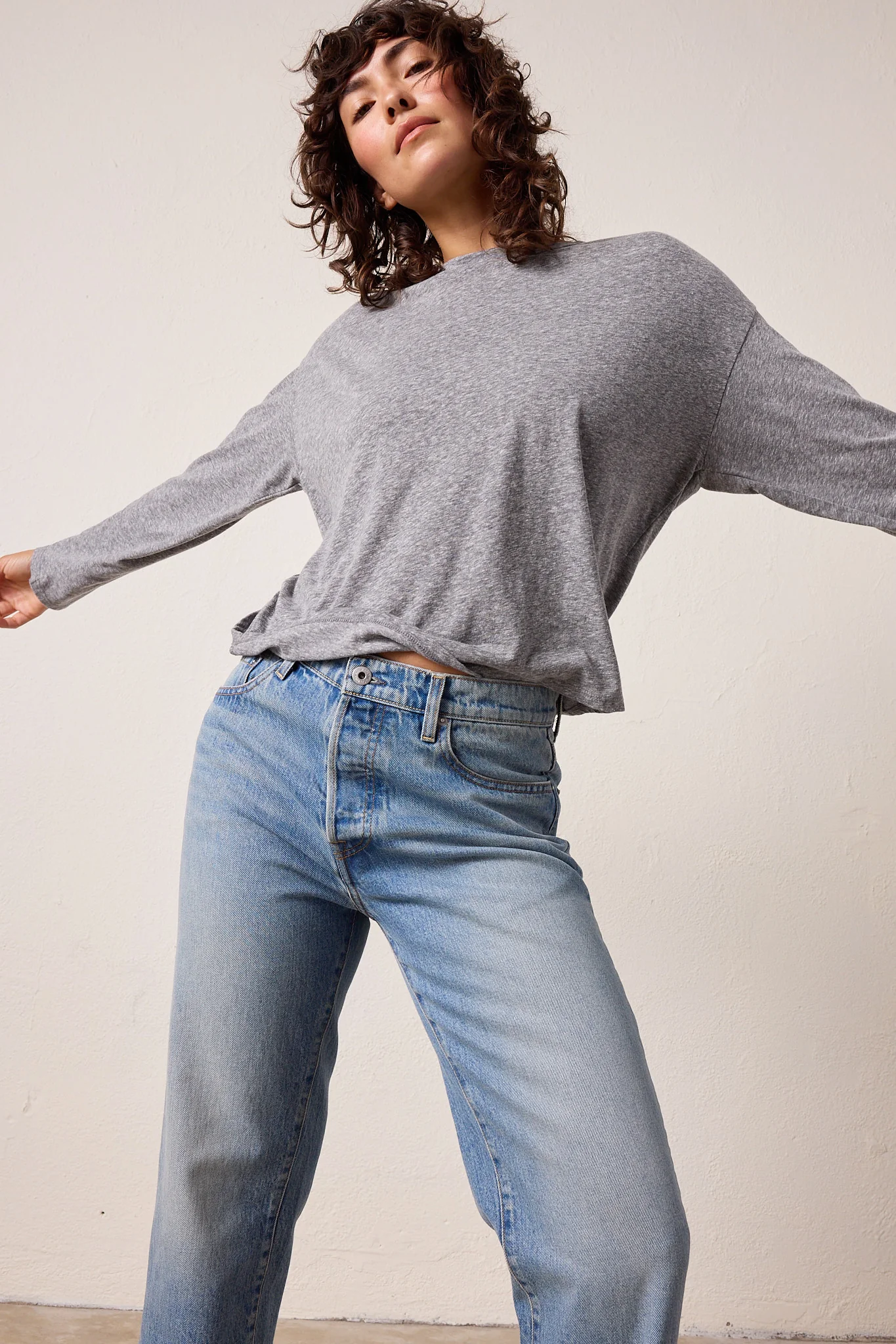 NSF Loffler Boxy Melange Jersey Tee - Charcoal Heather Gray - Renuaun