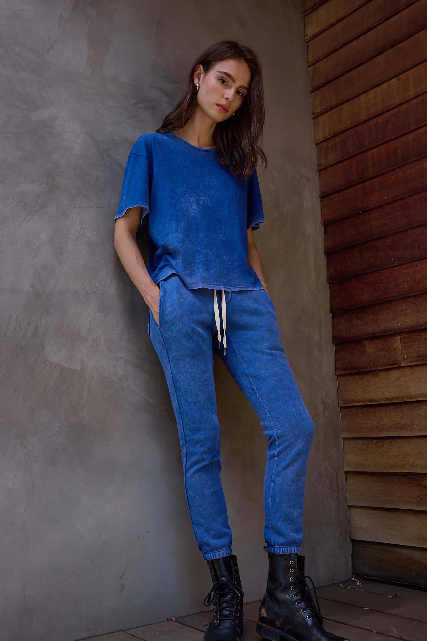 NSF Sayde Slim Loop Terry Sweatpant - Blue Reverse Perl - Renuaun