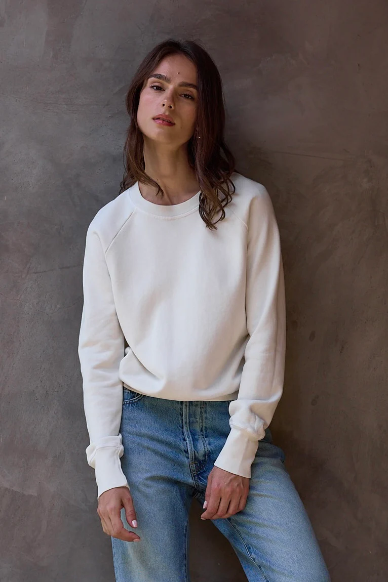 NSF Saguro Chic Loop Terry Sweatshirt - Soft White - Renuaun