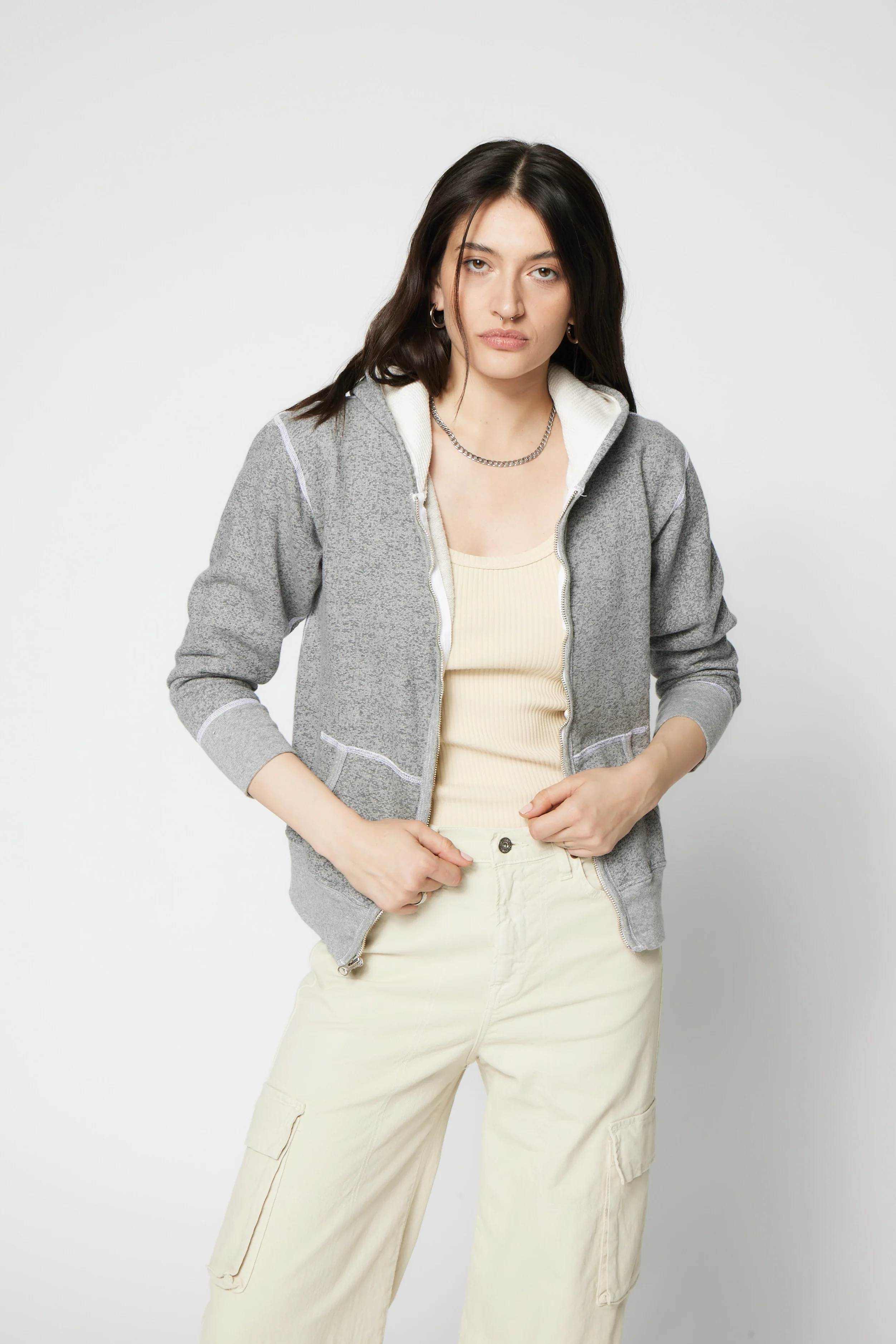 NSF SRPLS Shrunken Hoodie - Heather Gray - Renuaun