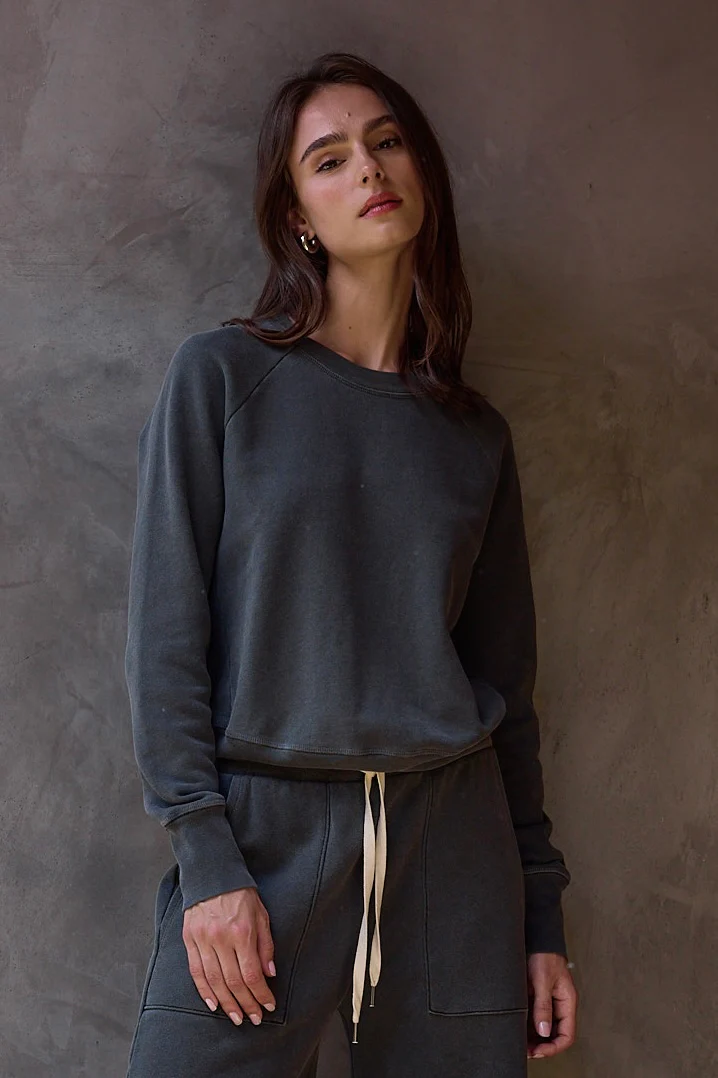NSF Saguro Chic Loop Terry Sweatshirt - Faded Black - Renuaun