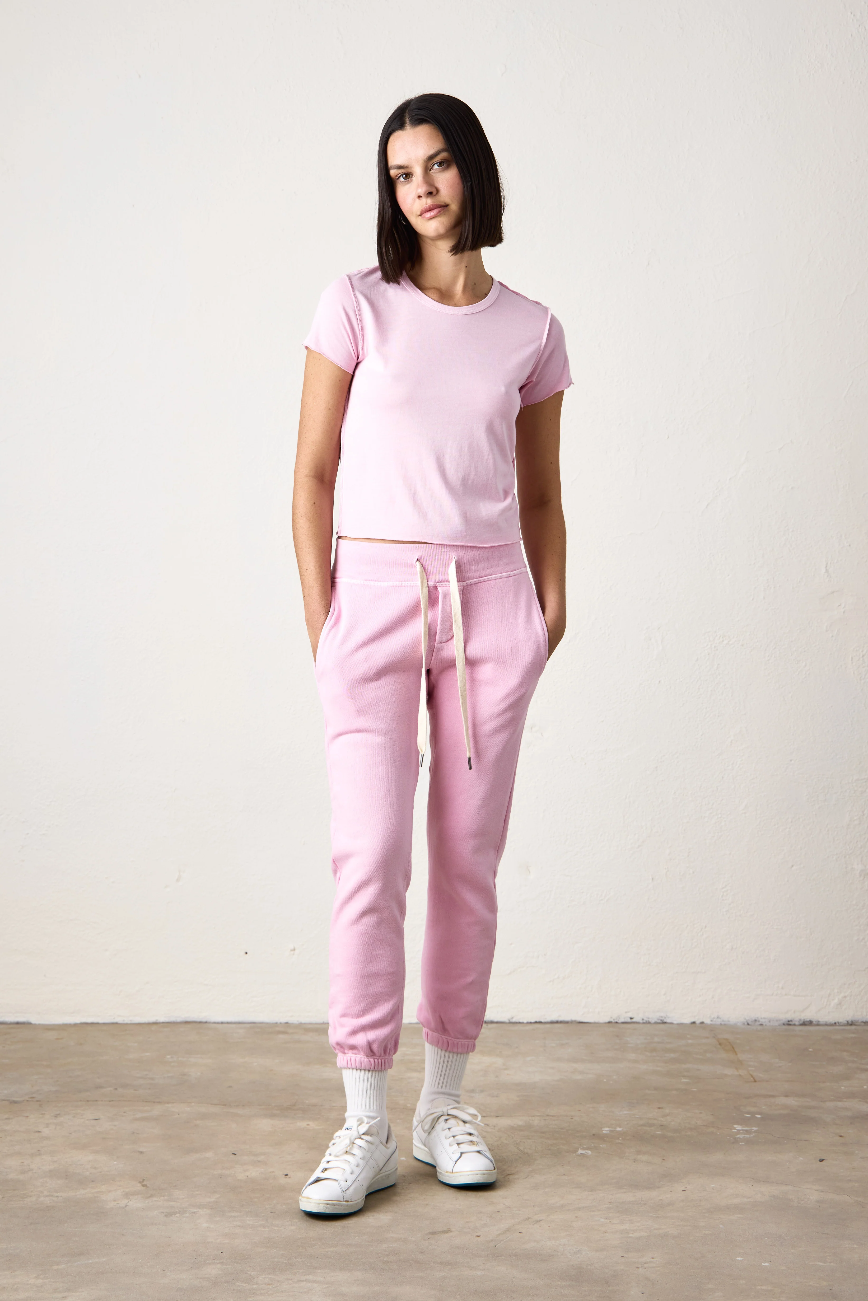 NSF Tara Lux Jersey Mini Crew Tee - Pink Sorbet - Renuaun