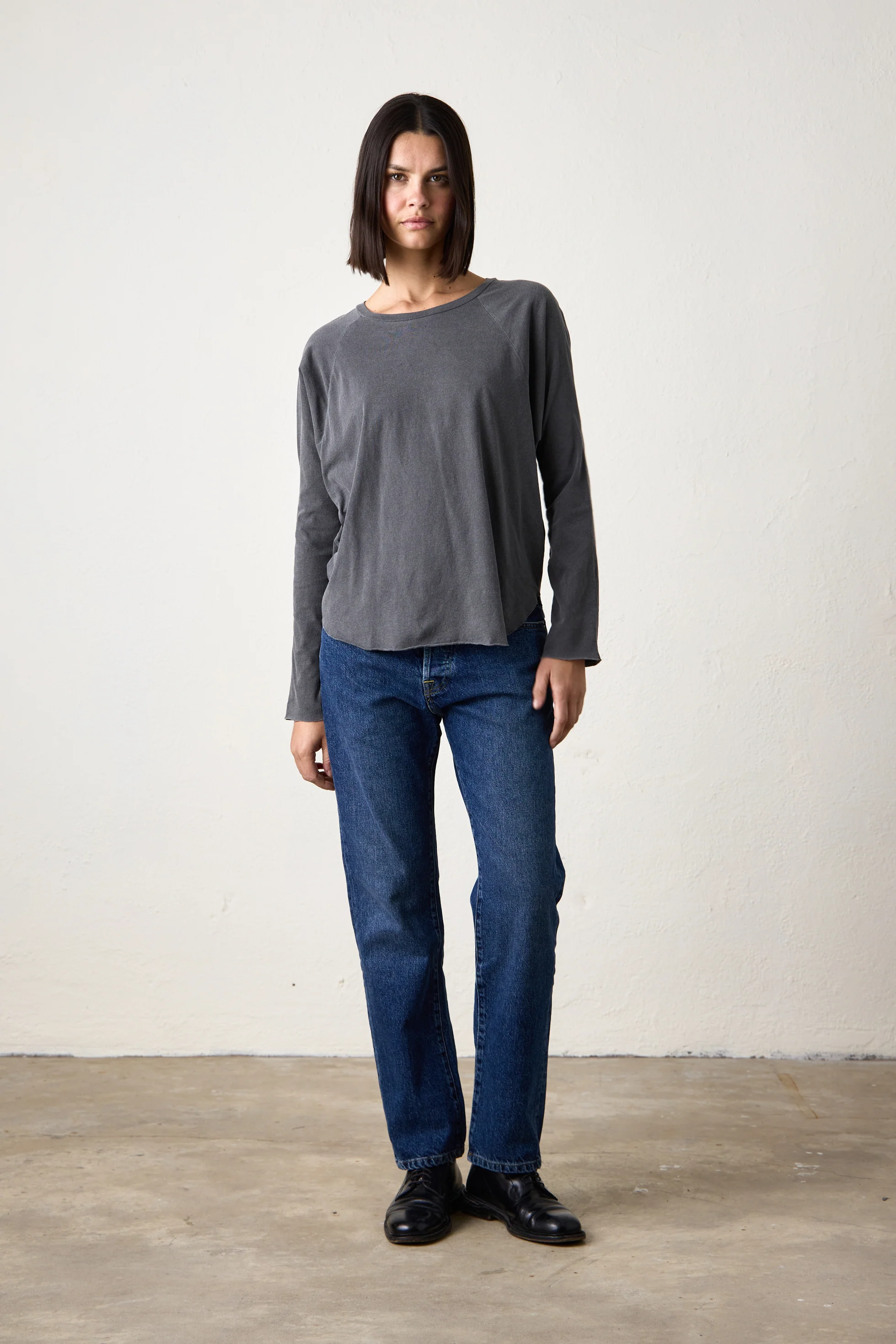 BROCK FINE JERSEY DOLMAN TEE / FADED BLACK - Renuaun