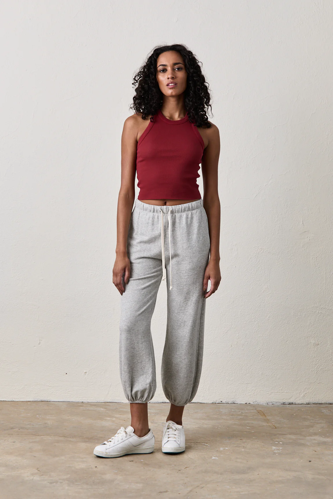 NSF Amaya Fitted Crop Rib Tank - Deep Red - Renuaun