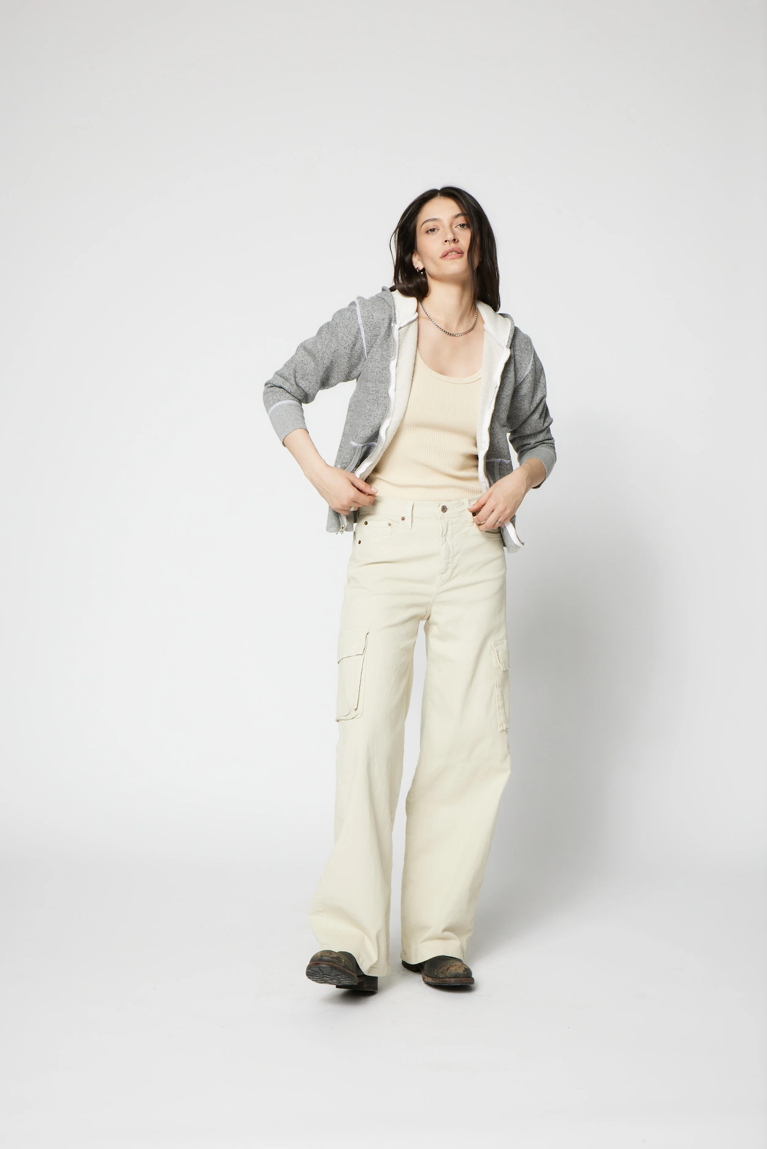 NSF SRPLS Shrunken Hoodie - Heather Gray - Renuaun