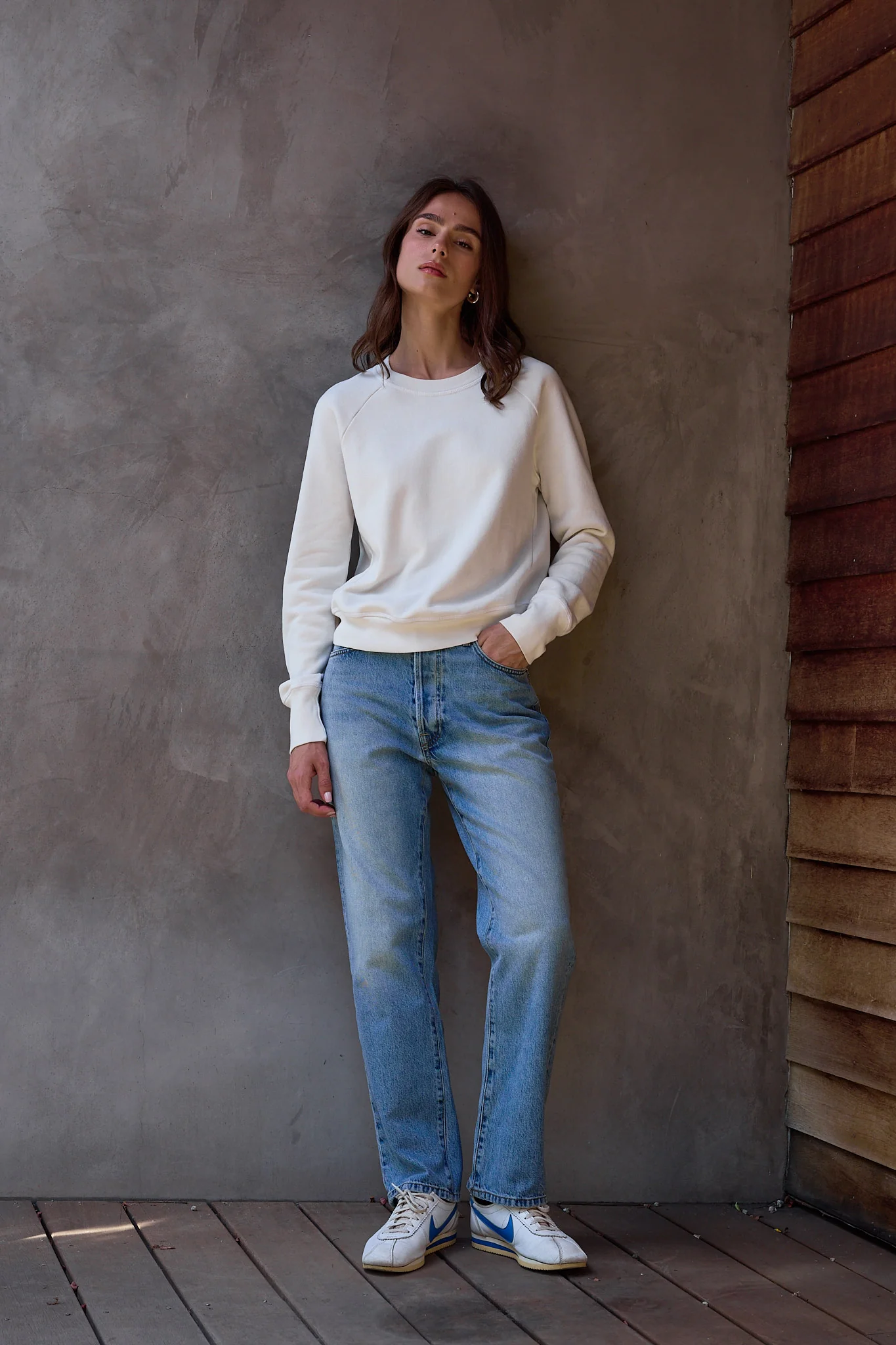 NSF Saguro Chic Loop Terry Sweatshirt - Soft White - Renuaun